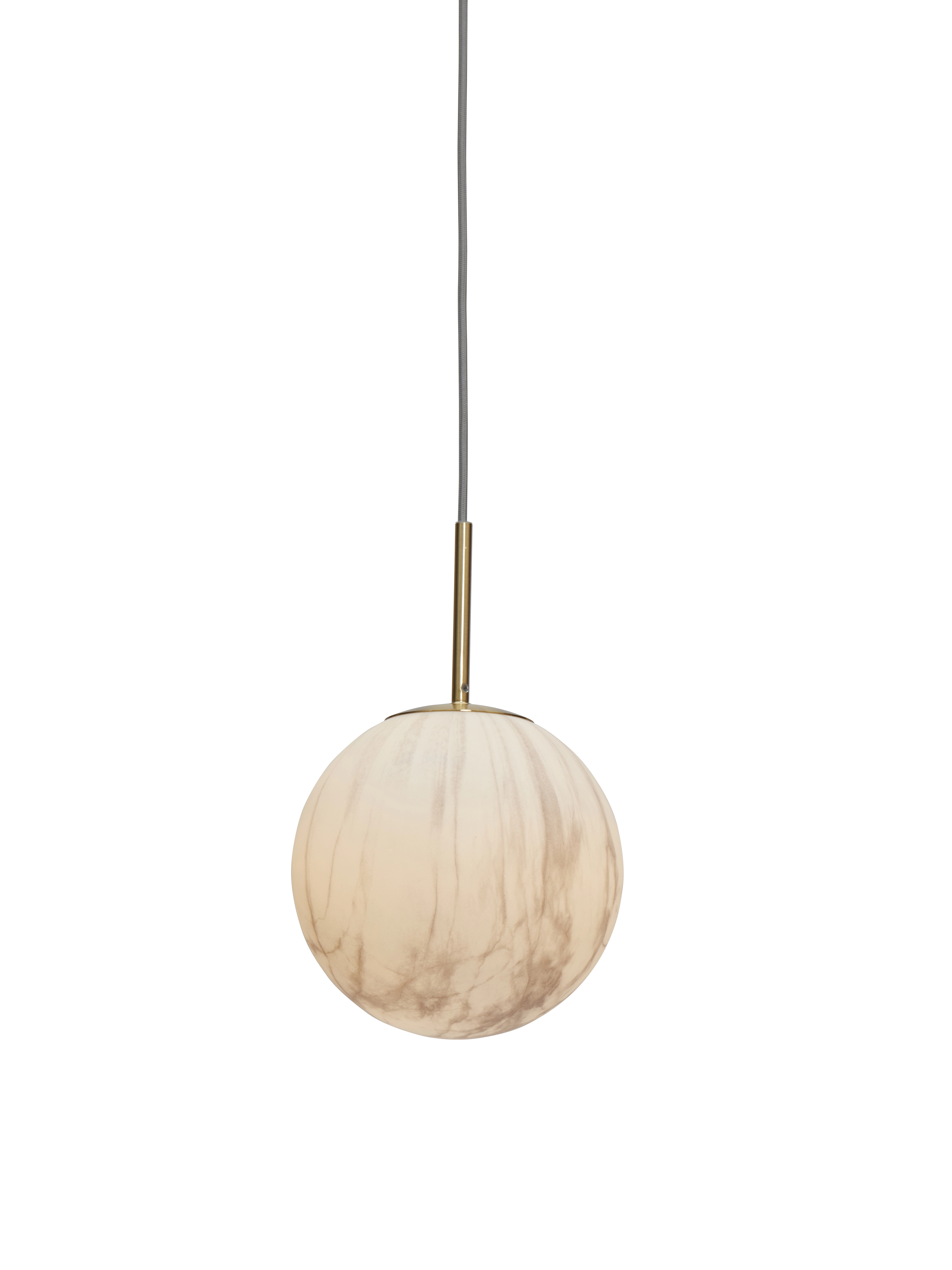 Een Hanglamp glas ijzer Carrara bol dia. 22x35cm wit marmerprint goud M koop je bij Meubels and More