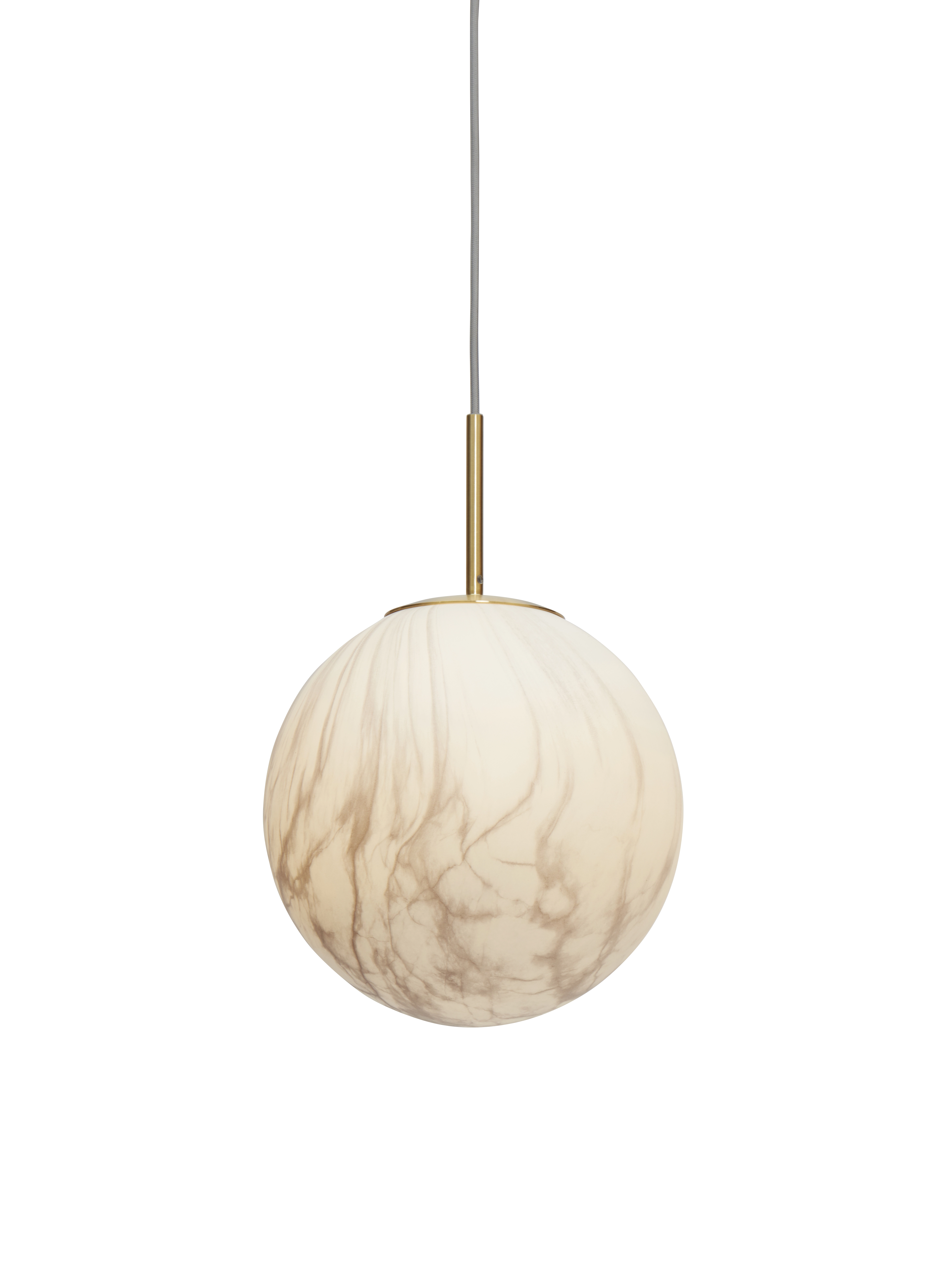 Een Hanglamp glas ijzer Carrara bol dia. 28x42cm wit marmerprint goud L koop je bij Meubels and More