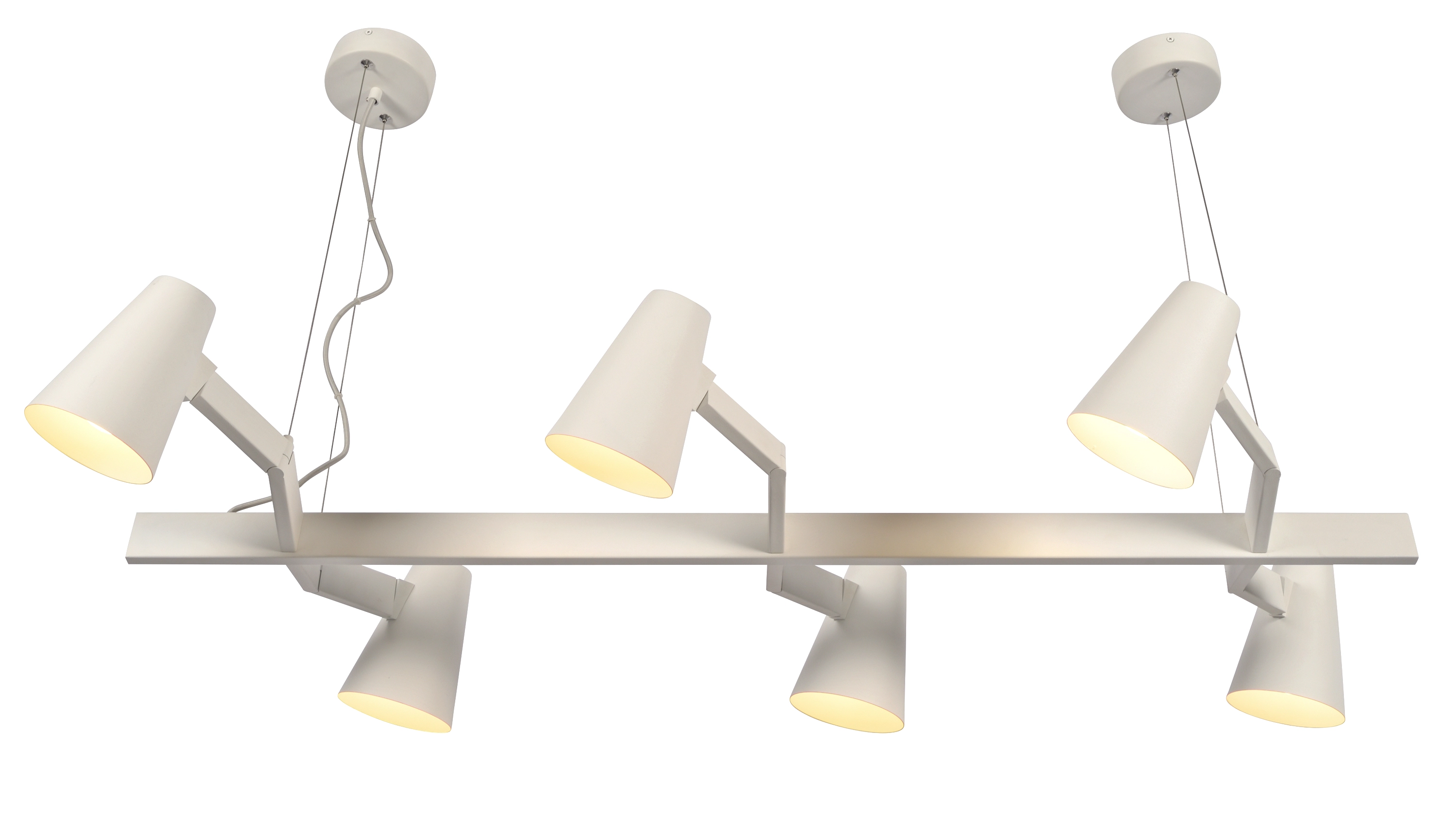 Een Hanglamp ijzer Biarritz 6-arm l.120xb.65cm verstelbaar wit koop je bij Meubels and More