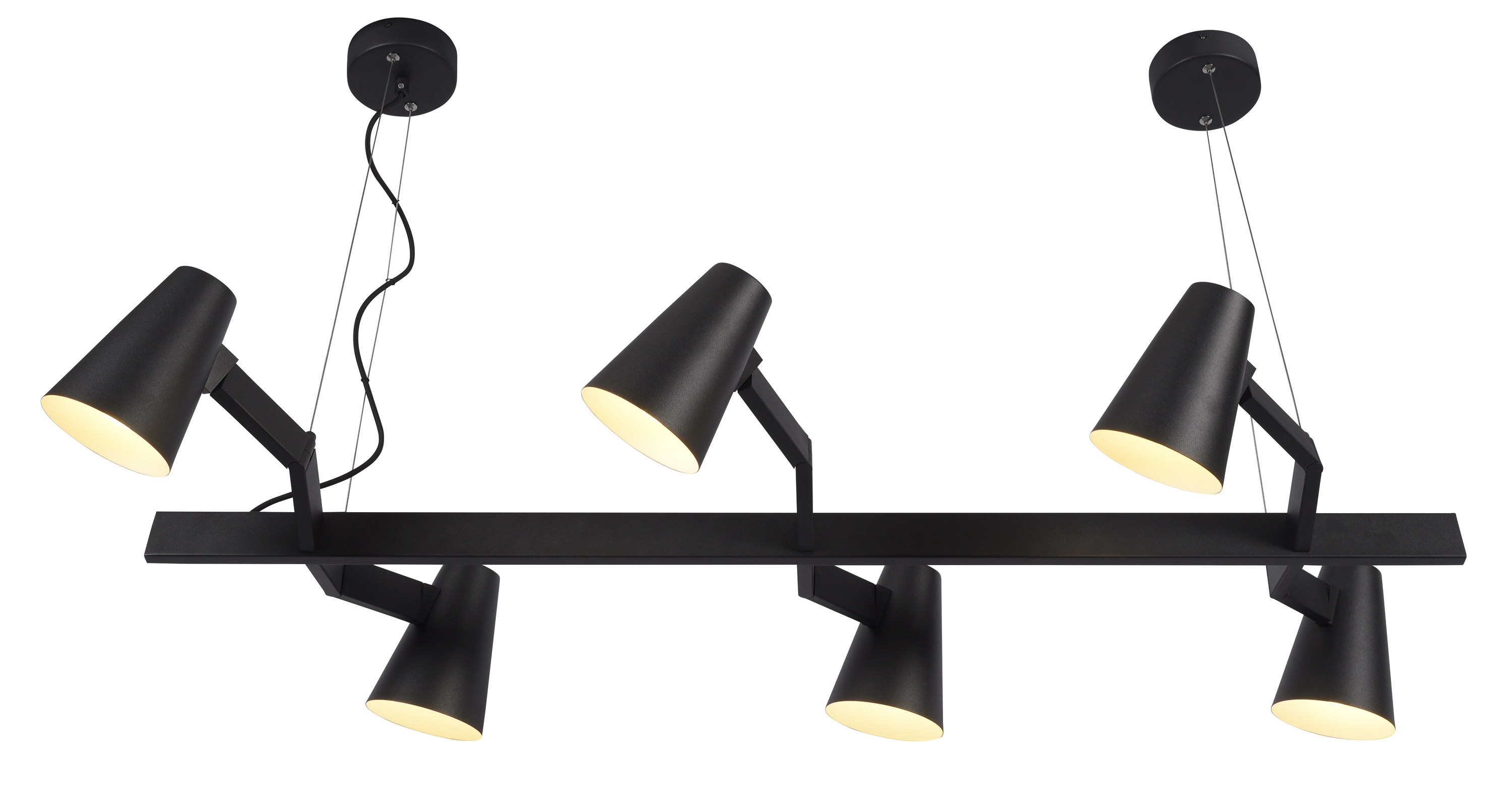 Een Hanglamp ijzer Biarritz 6-arm l.120xb.65cm verstelbaar zwart koop je bij Meubels and More