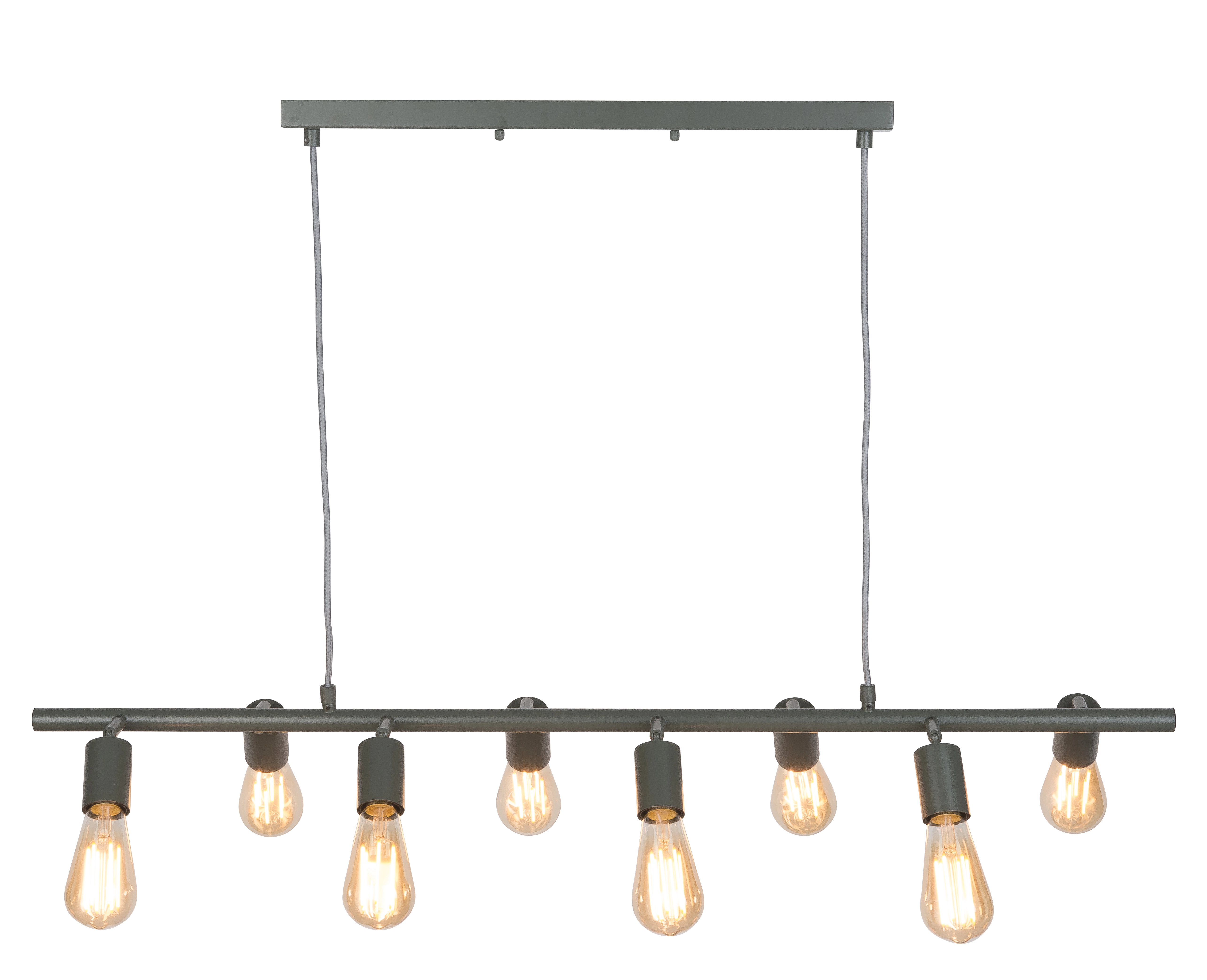 Een Hanglamp ijzer Miami 8-arm l.105xb.28cm verstelbaar grijsgroen koop je bij Meubels and More