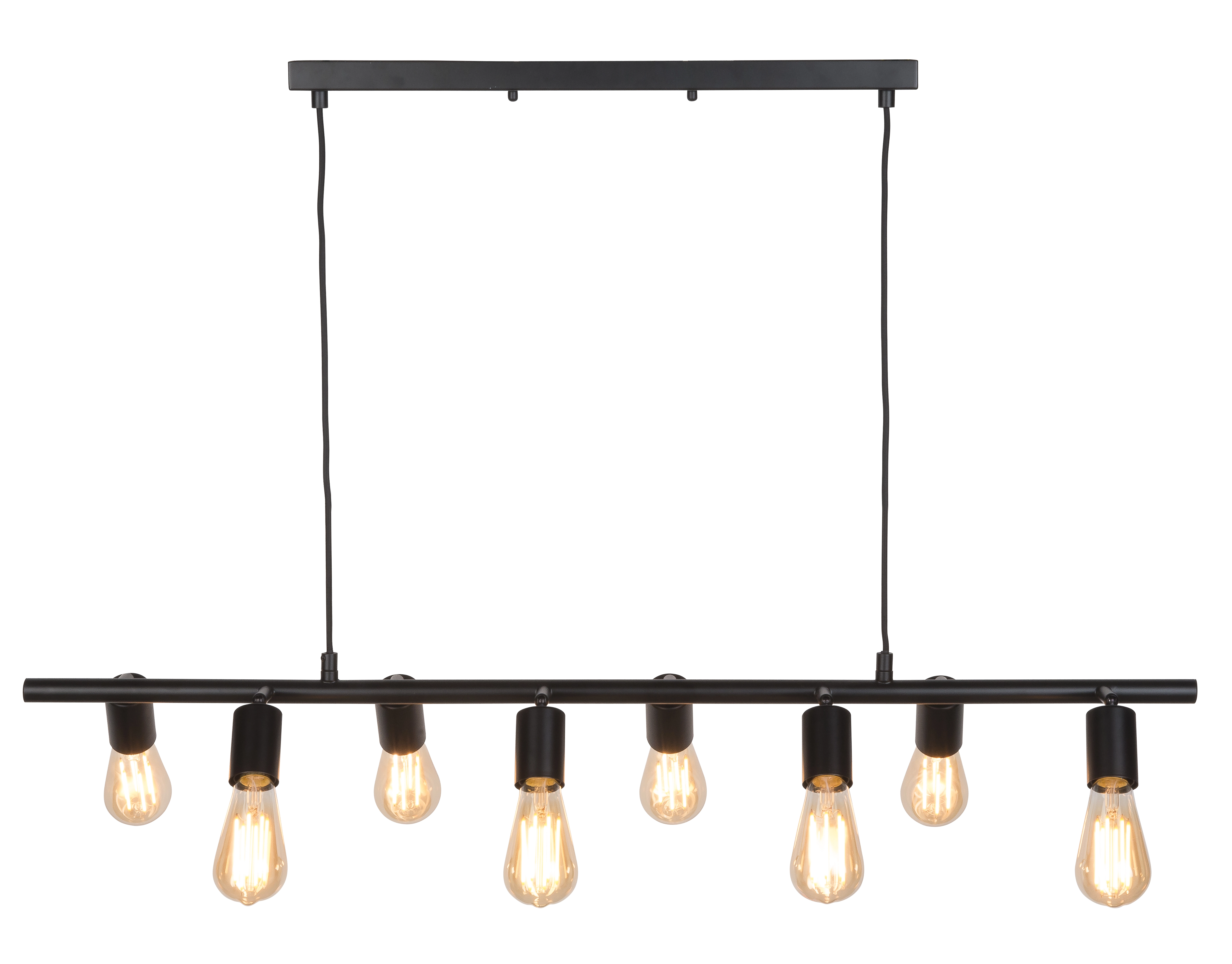 Een Hanglamp ijzer Miami 8-arm l.105xb.28cm verstelbaar zwart koop je bij Meubels and More