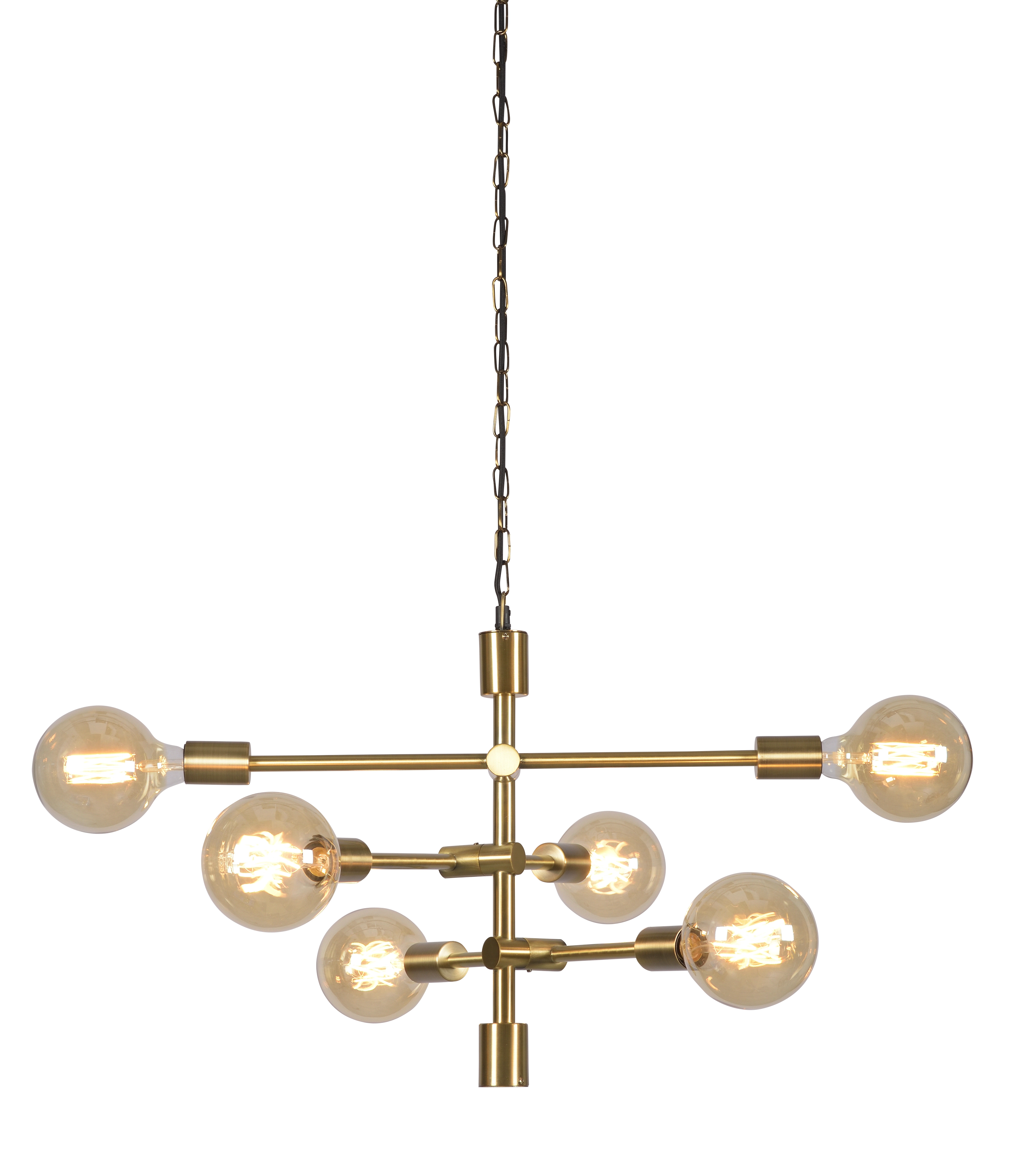 Een Hanglamp ijzer Nashville 3-arm 60x52xh.48cm goud koop je bij Meubels and More