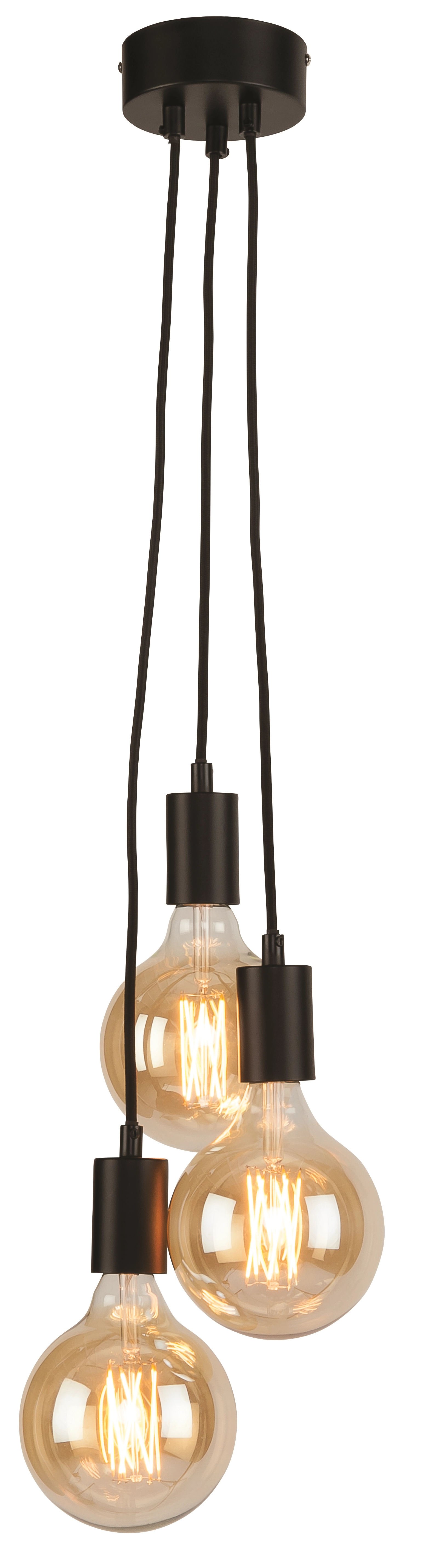 Een Hangsysteem Oslo 3 lampen textieldraad l.150cm zwart koop je bij Meubels and More