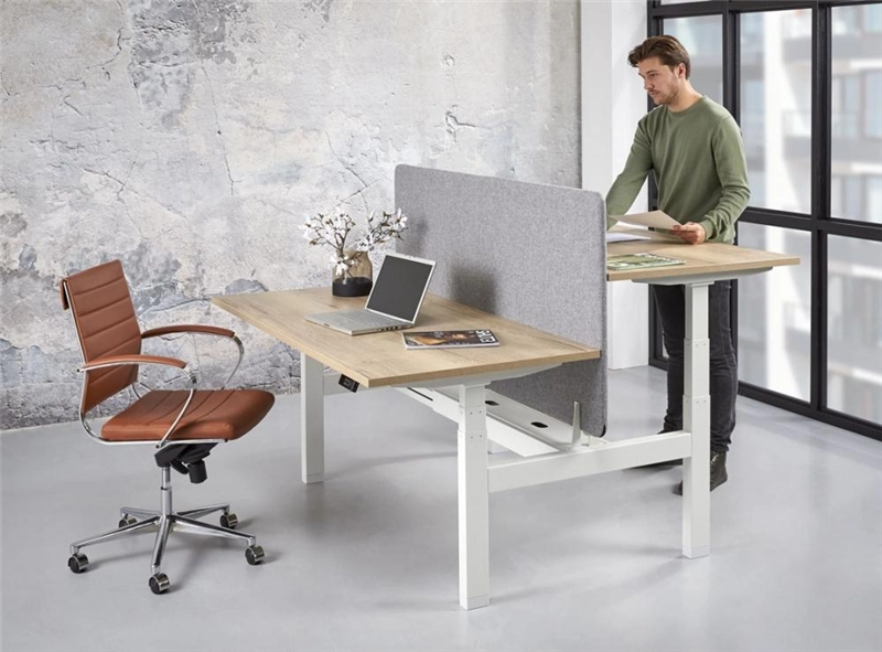 Een Zit/sta-duo bureau elektrisch verstelbaar Professional bladen 120-180cm koop je bij Meubels and More