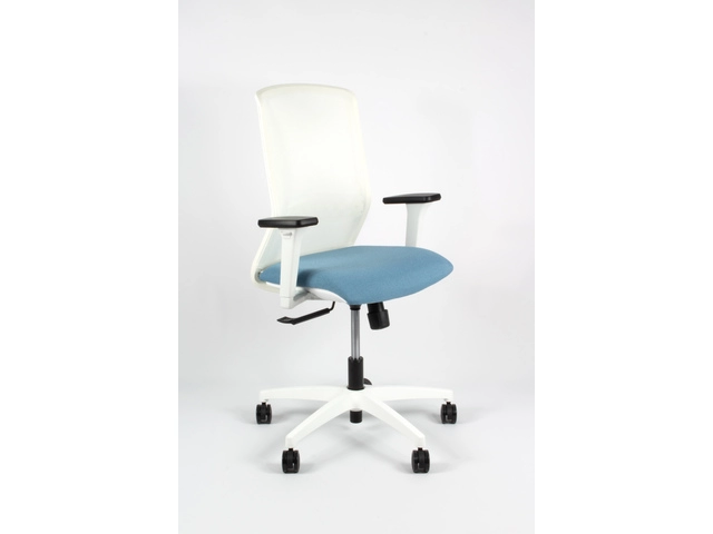 Een Linea Tekna White 01 bureaustoel l.blauw wit met 3D armleggers koop je bij Meubels and More