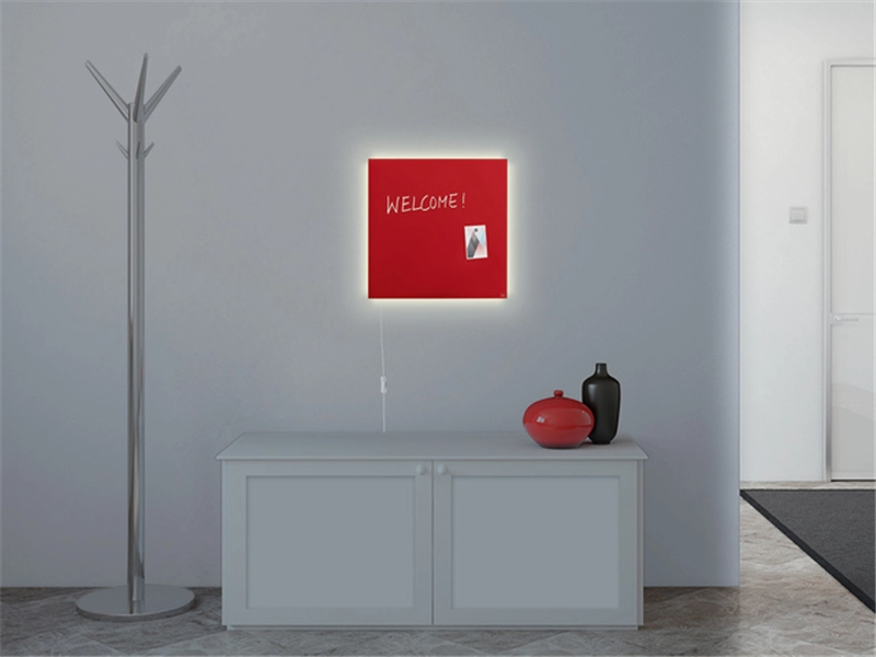 Een Glas-magneetbord Artverum LED light 480x480x15 rood koop je bij Meubels and More