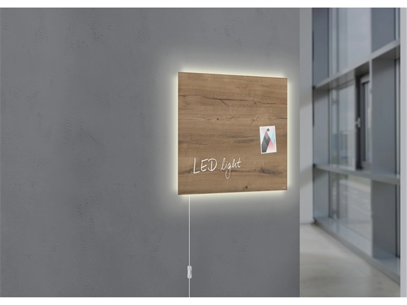 Een Glas-magneetbord Artverum LED 480x480x15 Natural Wood koop je bij Meubels and More