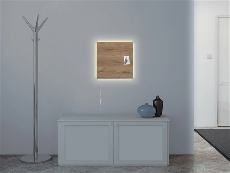 Een Glas-magneetbord Artverum LED 480x480x15 Natural Wood koop je bij Meubels and More