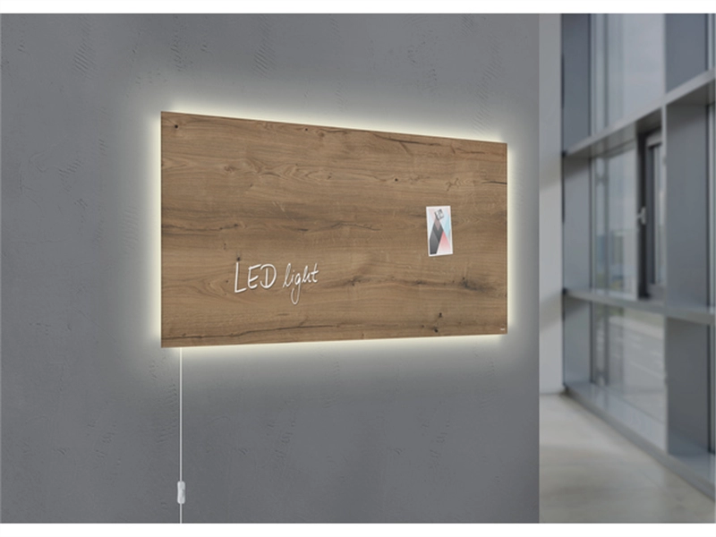 Een Glas-magneetbord Artverum LED 910x460x15 Natural Wood koop je bij Meubels and More