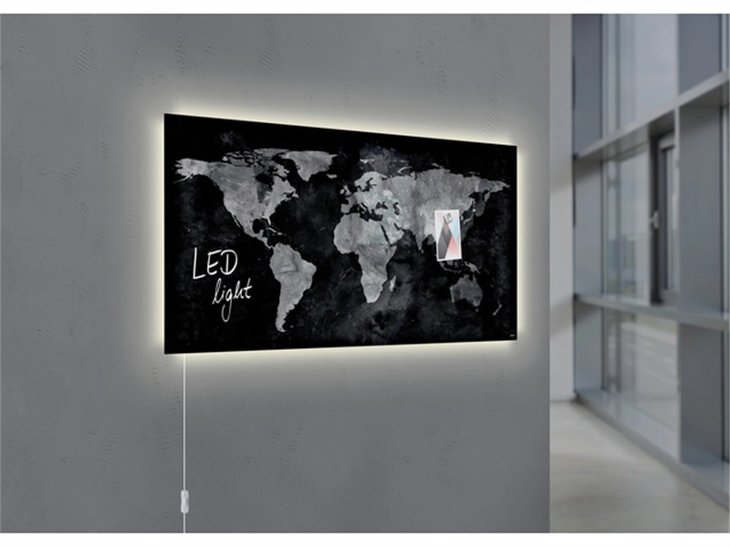 Een Glas-magneetbord Artverum LED 910x460x15 wereldkaart koop je bij Meubels and More