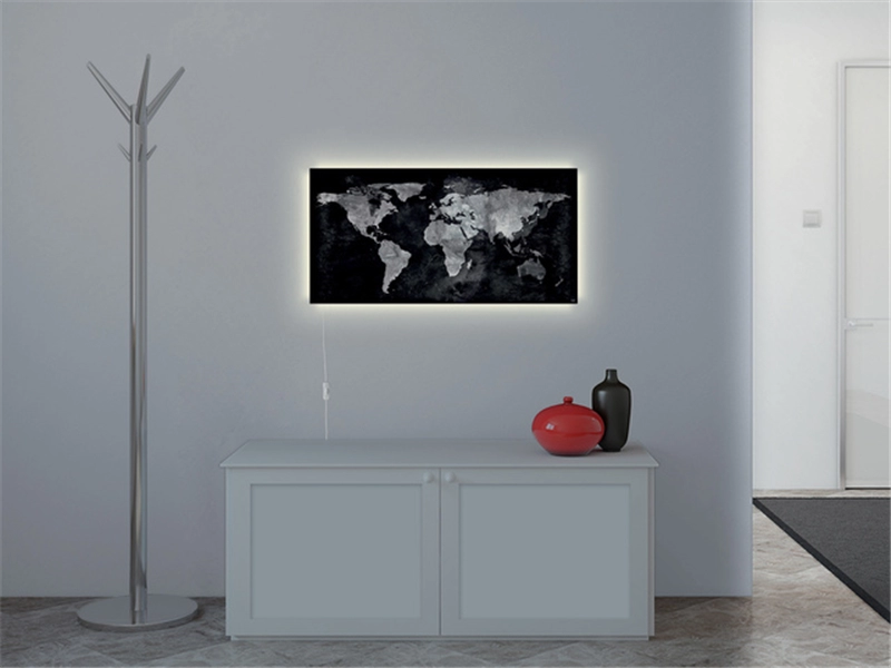 Een Glas-magneetbord Artverum LED 910x460x15 wereldkaart koop je bij Meubels and More