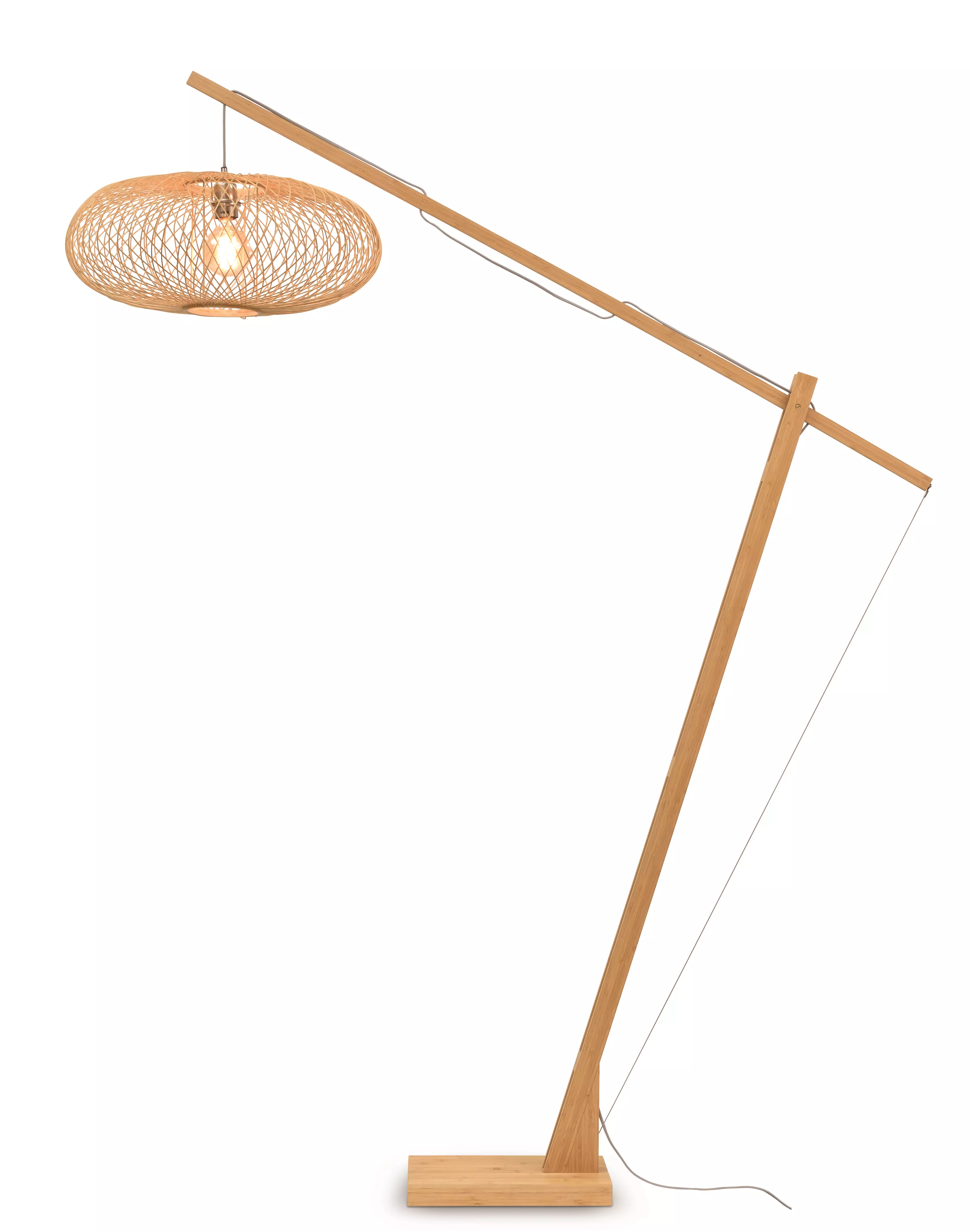 Een Vloerlamp Cango bamboe nat.h.207cm kap 60x25cm naturel koop je bij Meubels and More