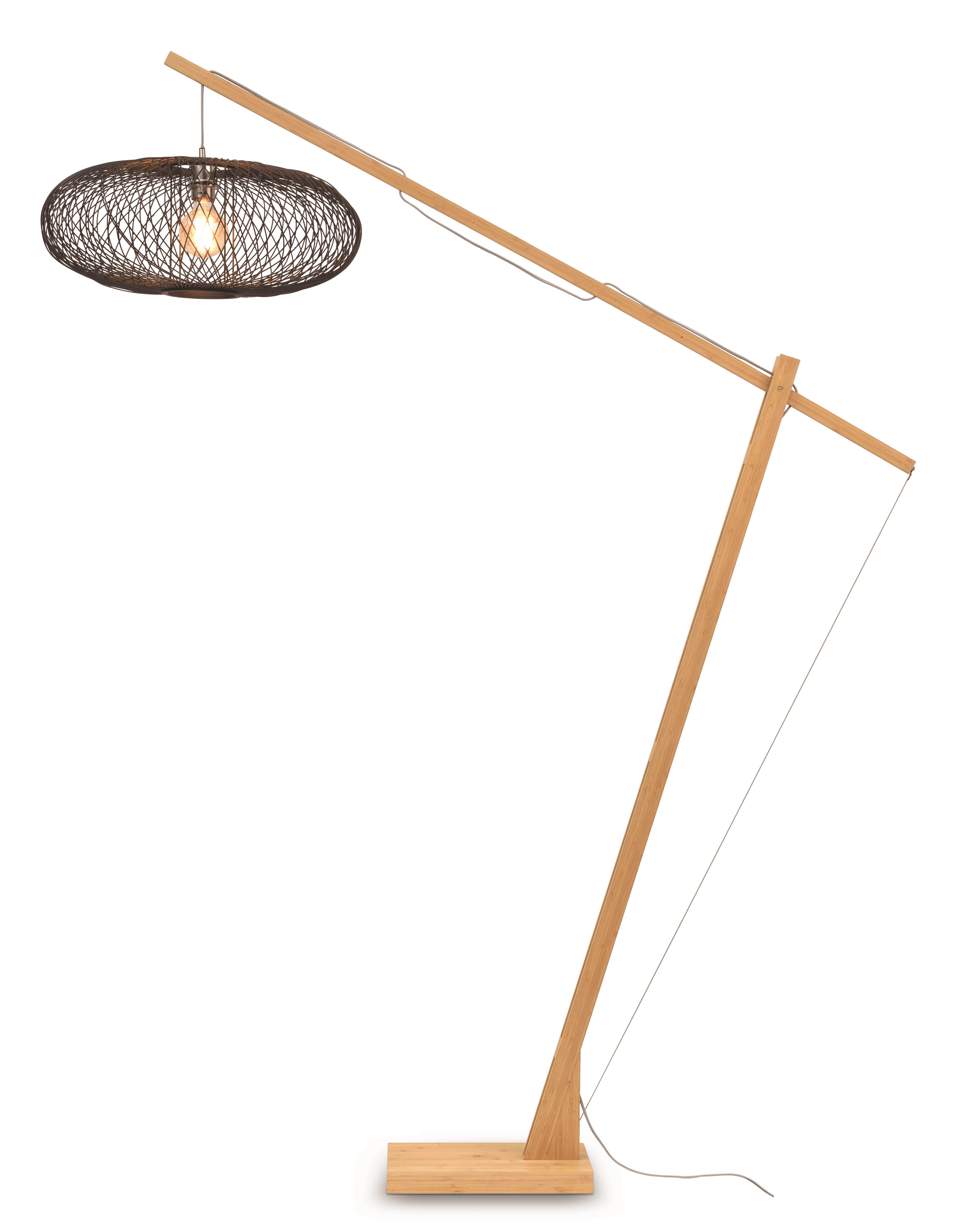 Een Vloerlamp Cango bamboe nat.h.207cm kap 60x25cm zwart koop je bij Meubels and More