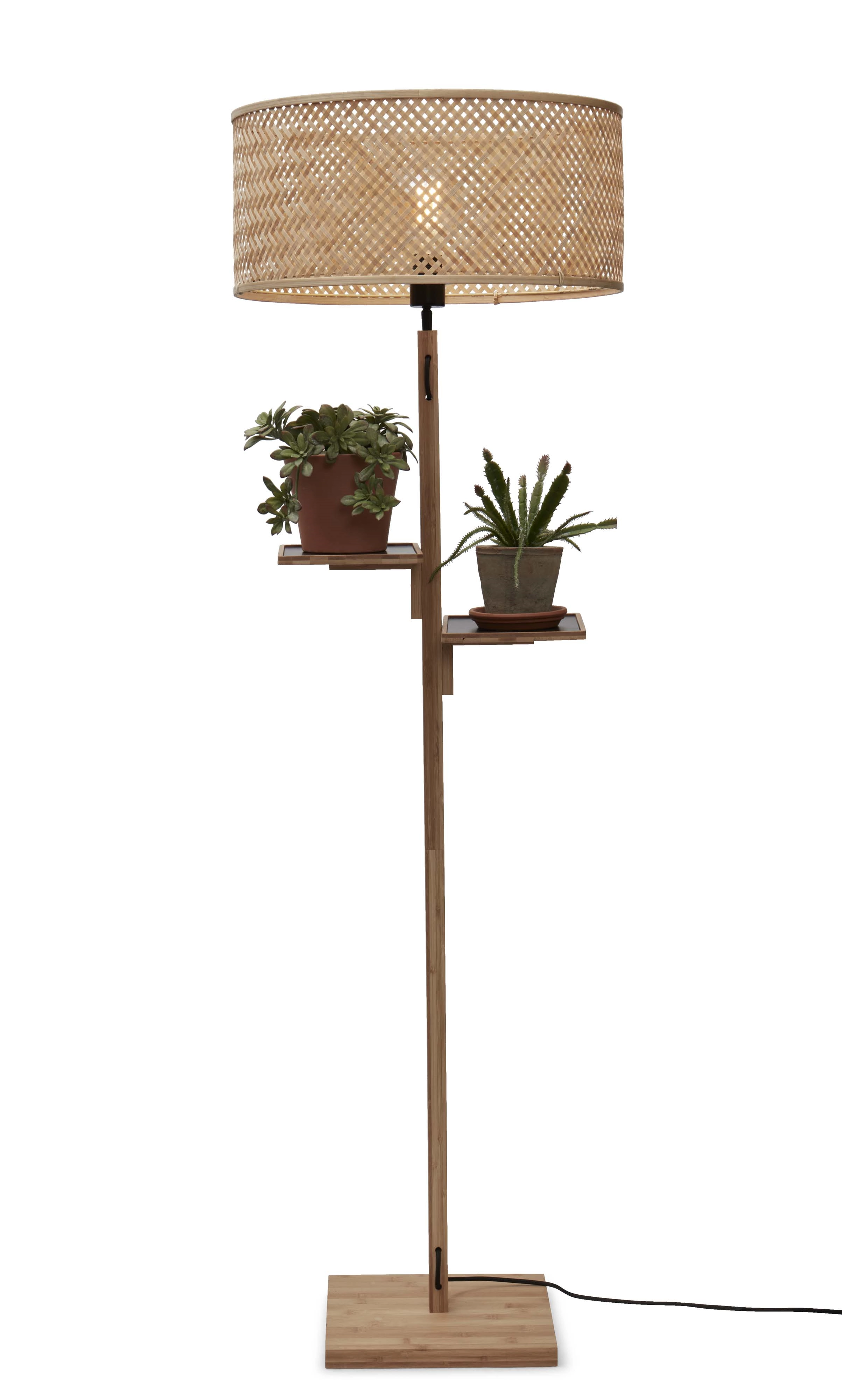 Een Vloerlamp Java plank bamboe nat h.158cm kap dia.50xh.22cm nat. koop je bij Meubels and More