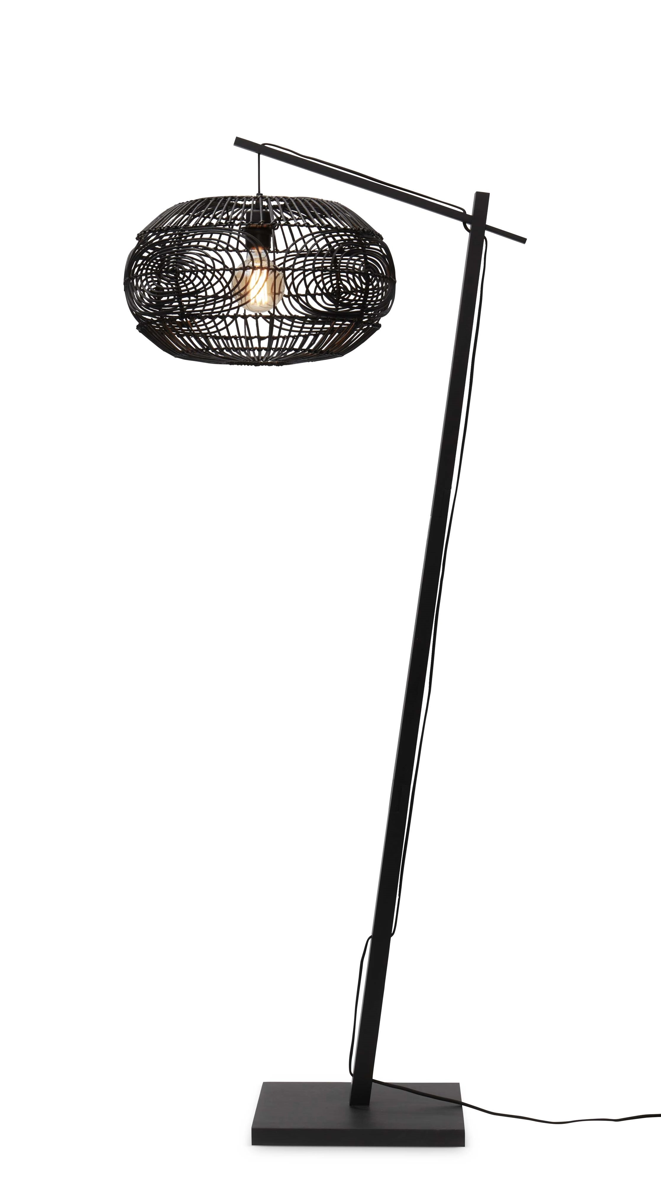 Een Vloerlamp Madeira bamboe zw.h.176cm kap rotan dia.48xh.30cm zw. koop je bij Meubels and More