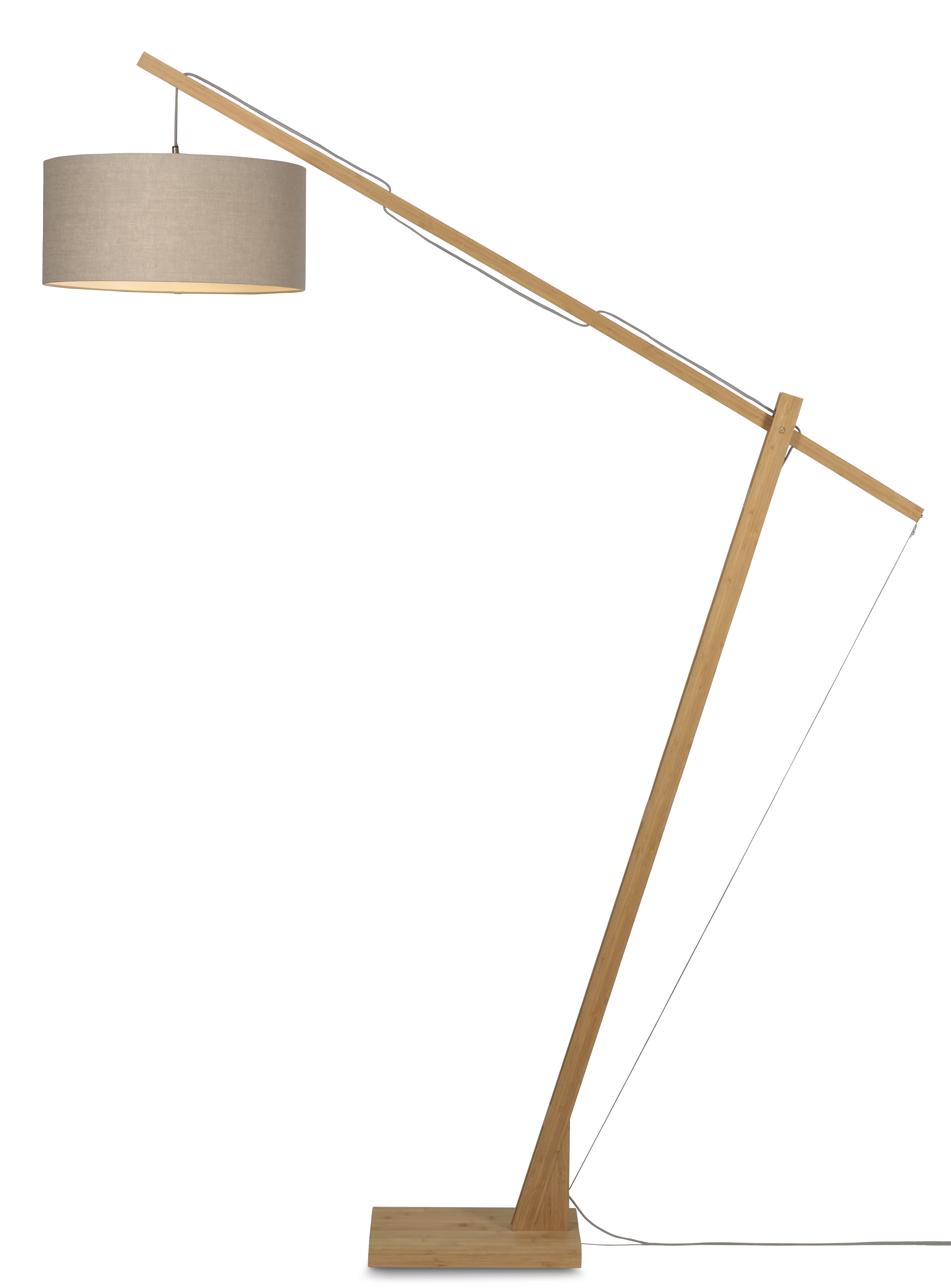 Een Vloerlamp Montblanc bamboe h.207 kap 47x23cm eco linnen donker koop je bij Meubels and More