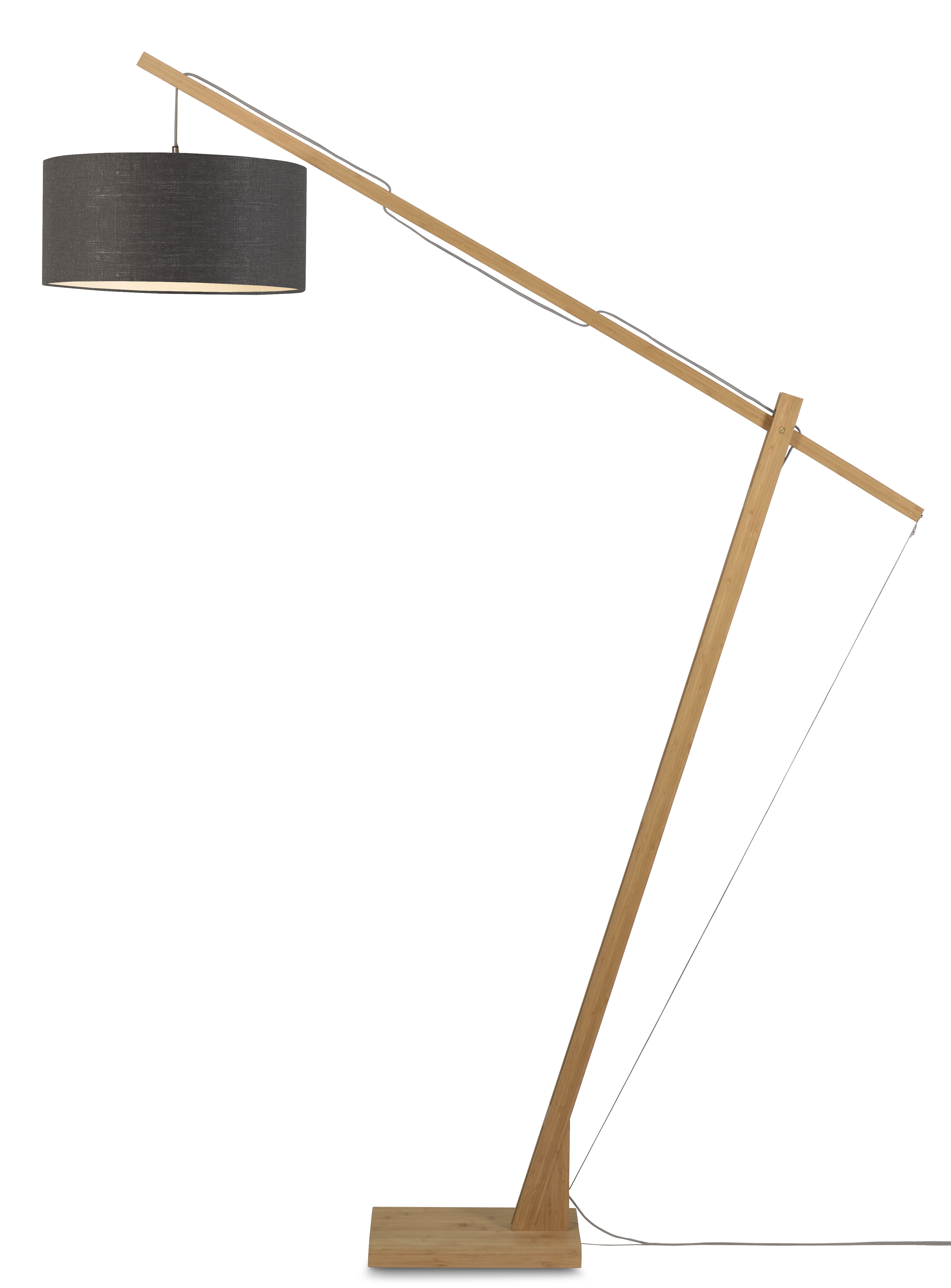 Een Vloerlamp Montblanc bamboe h.207 kap 47x23cm eco linnen donkergrijs koop je bij Meubels and More