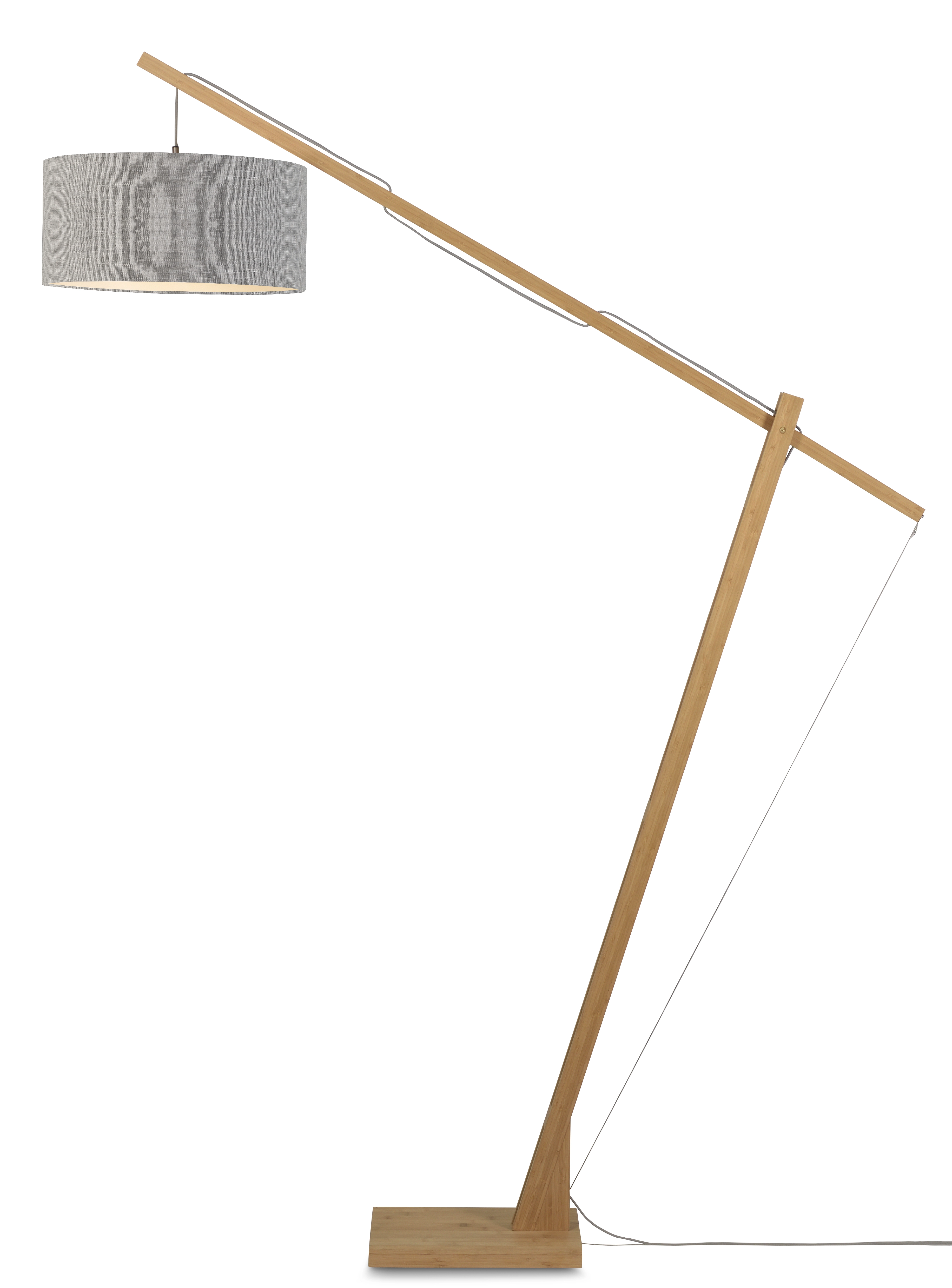 Een Vloerlamp Montblanc bamboe h.207 kap 47x23cm eco linnen lichtgrijs koop je bij Meubels and More