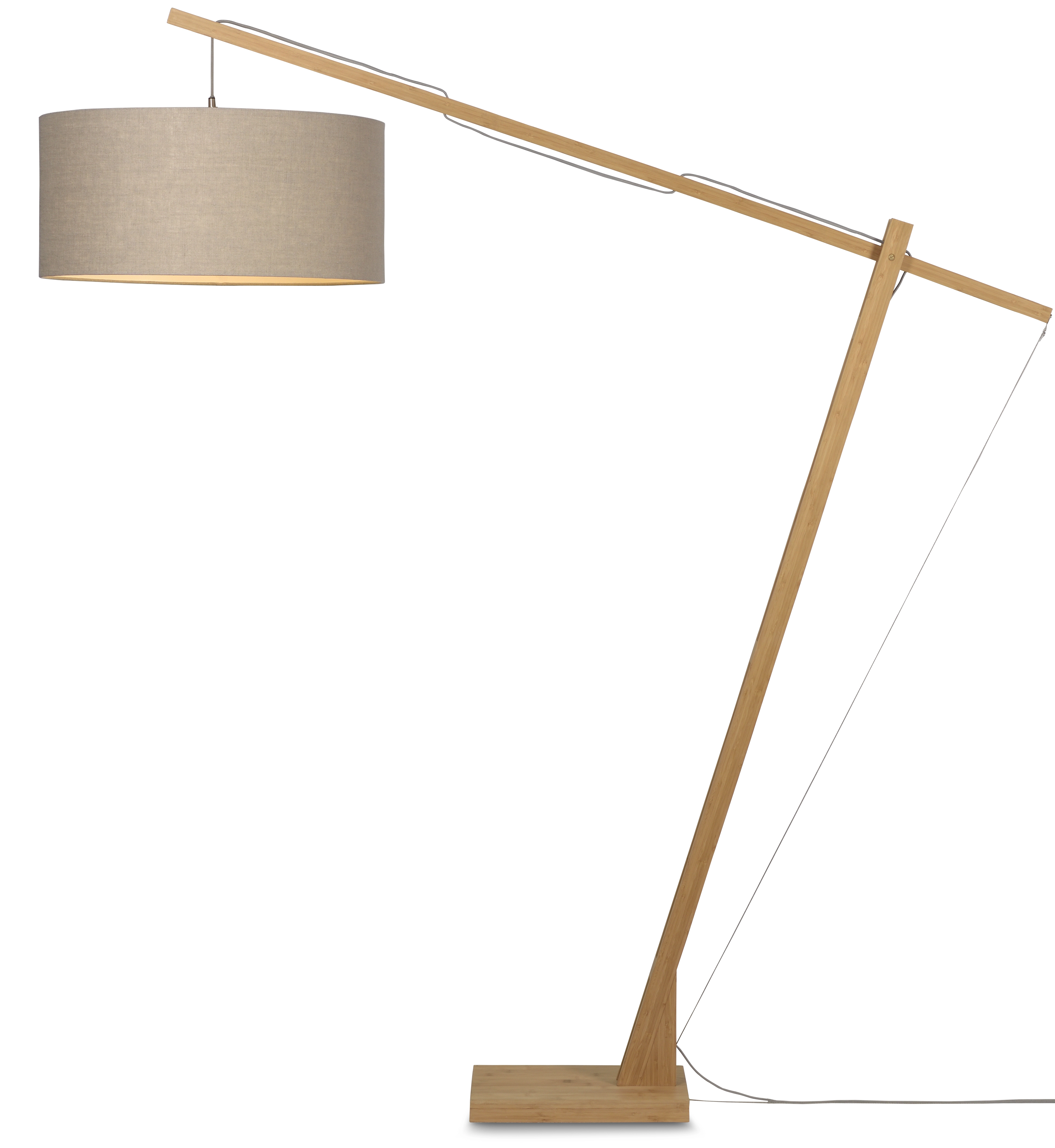 Een Vloerlamp Montblanc bamboe h.207 kap 60x30cm eco linnen donker koop je bij Meubels and More