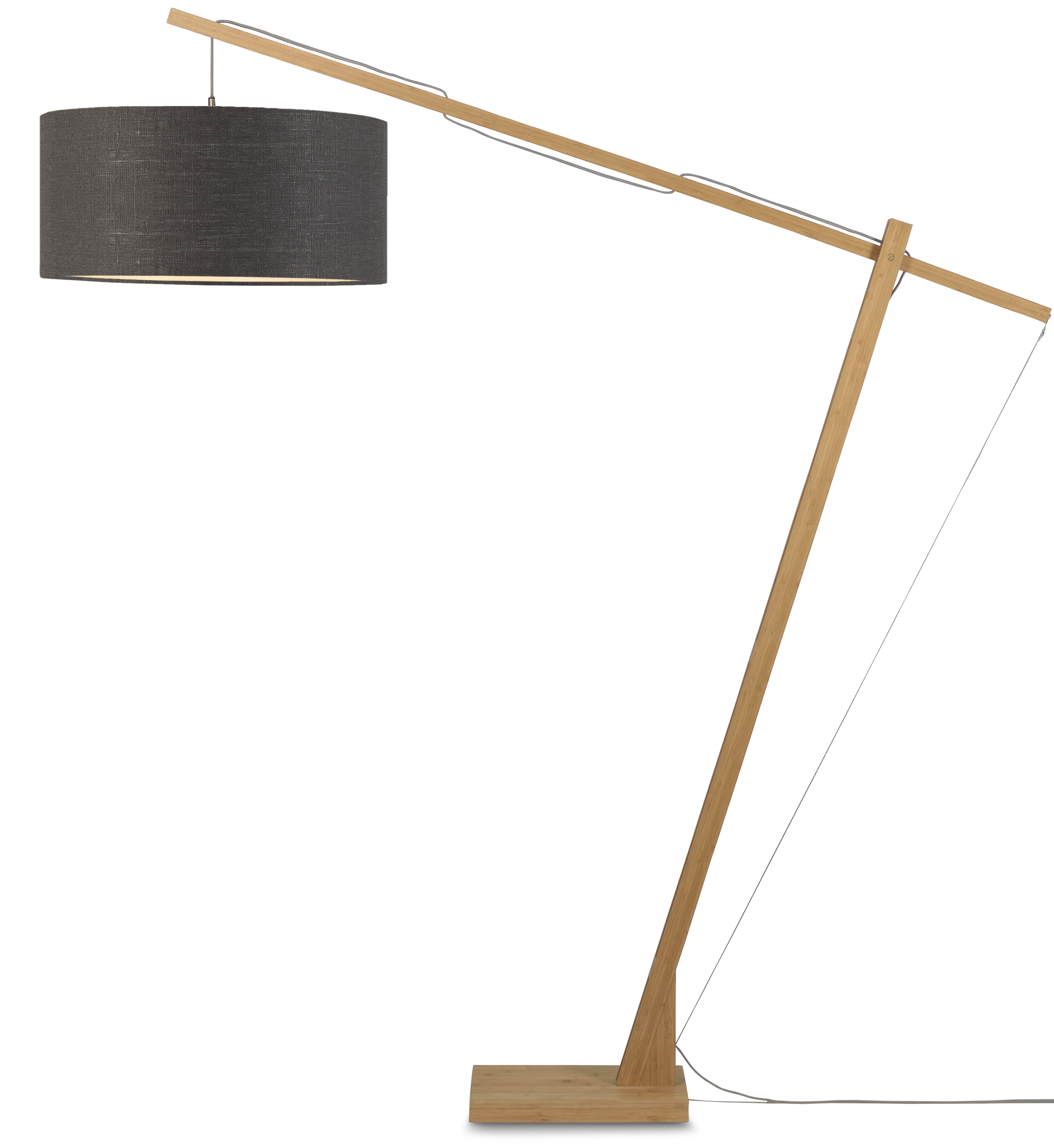 Een Vloerlamp Montblanc bamboe h.207 kap 60x30cm eco linnen donkergrijs koop je bij Meubels and More