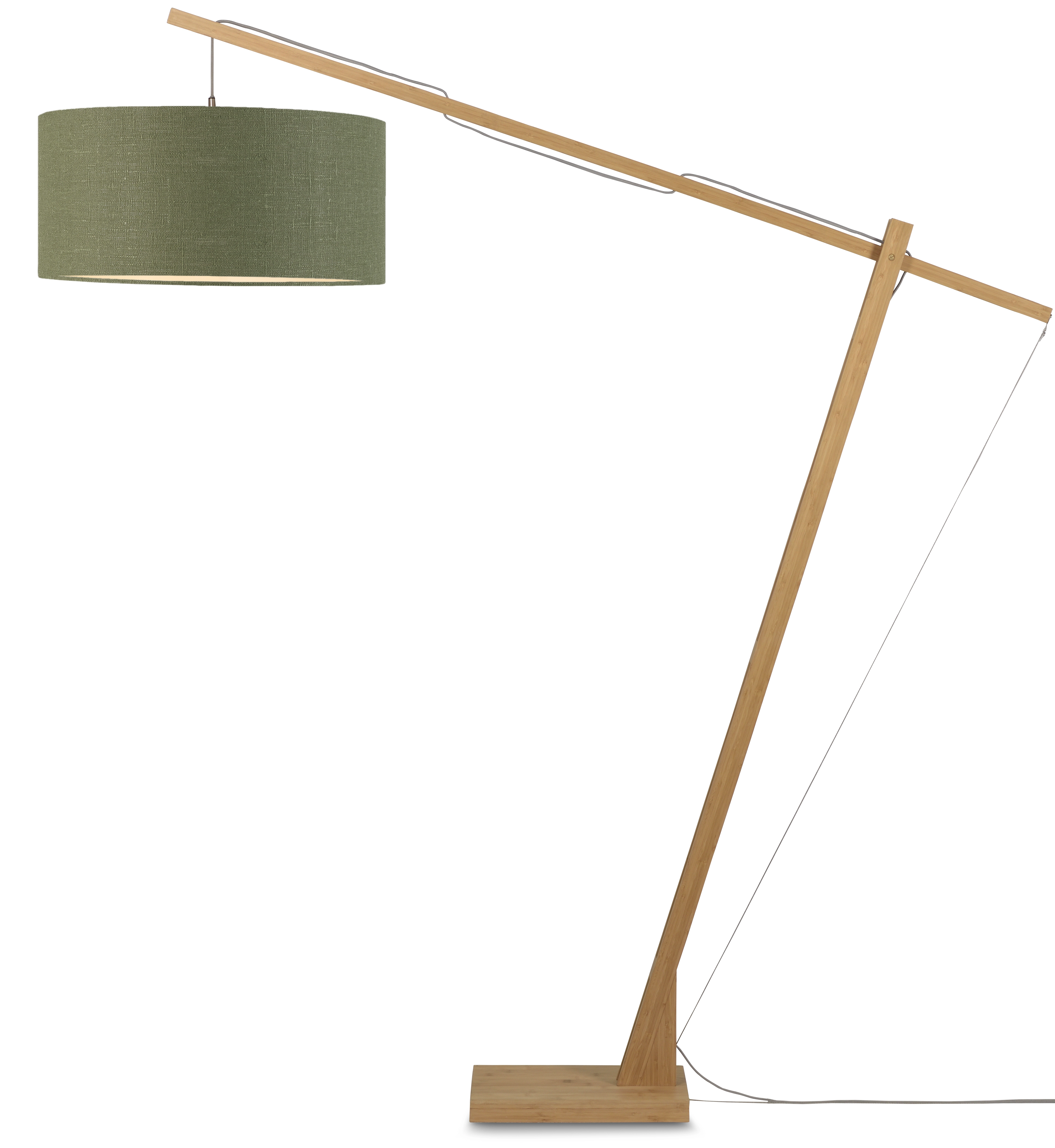 Een Vloerlamp Montblanc bamboe h.207 kap 60x30cm eco linnen groen forest koop je bij Meubels and More