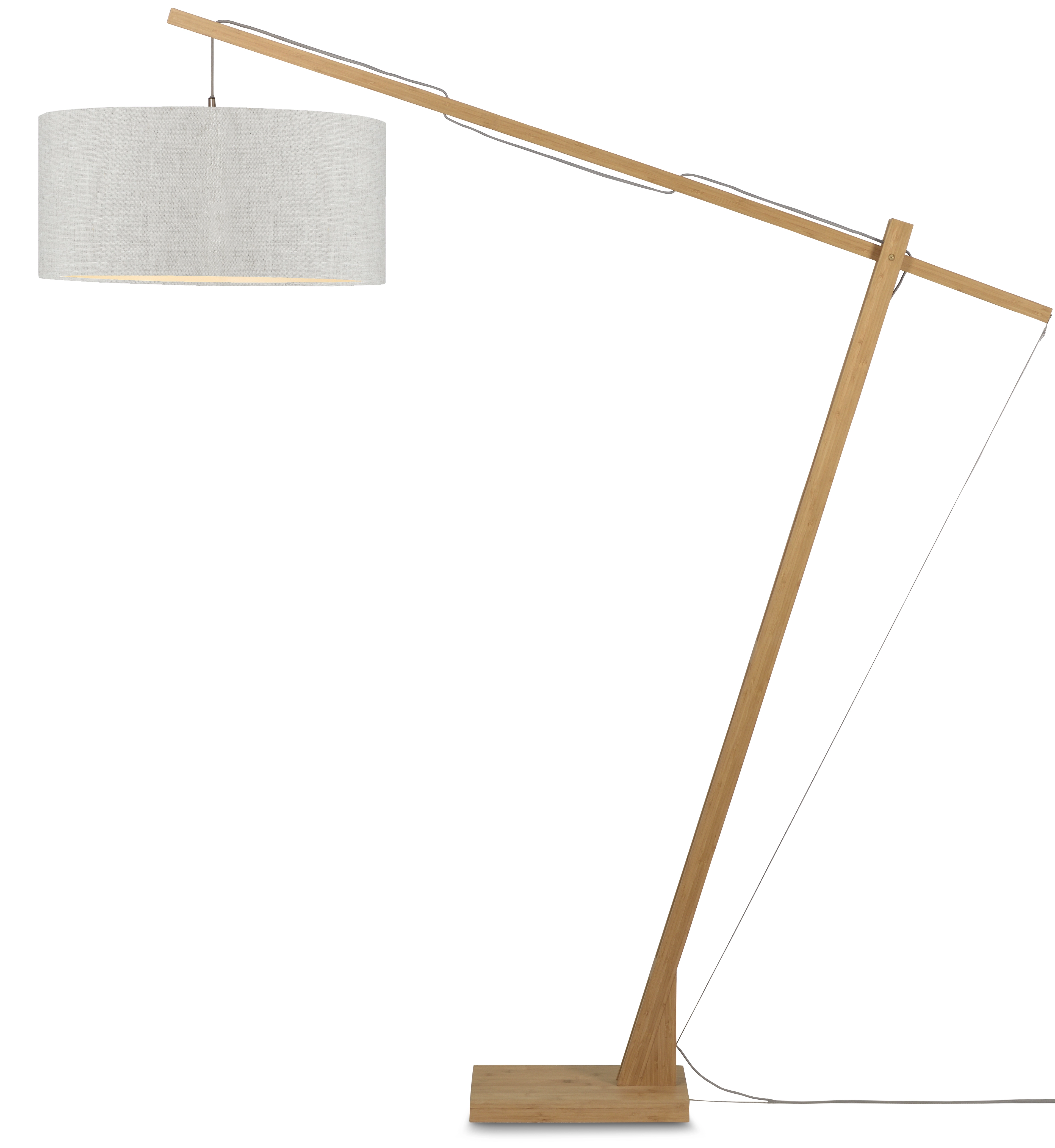 Een Vloerlamp Montblanc bamboe h.207 kap 60x30cm eco linnen licht koop je bij Meubels and More