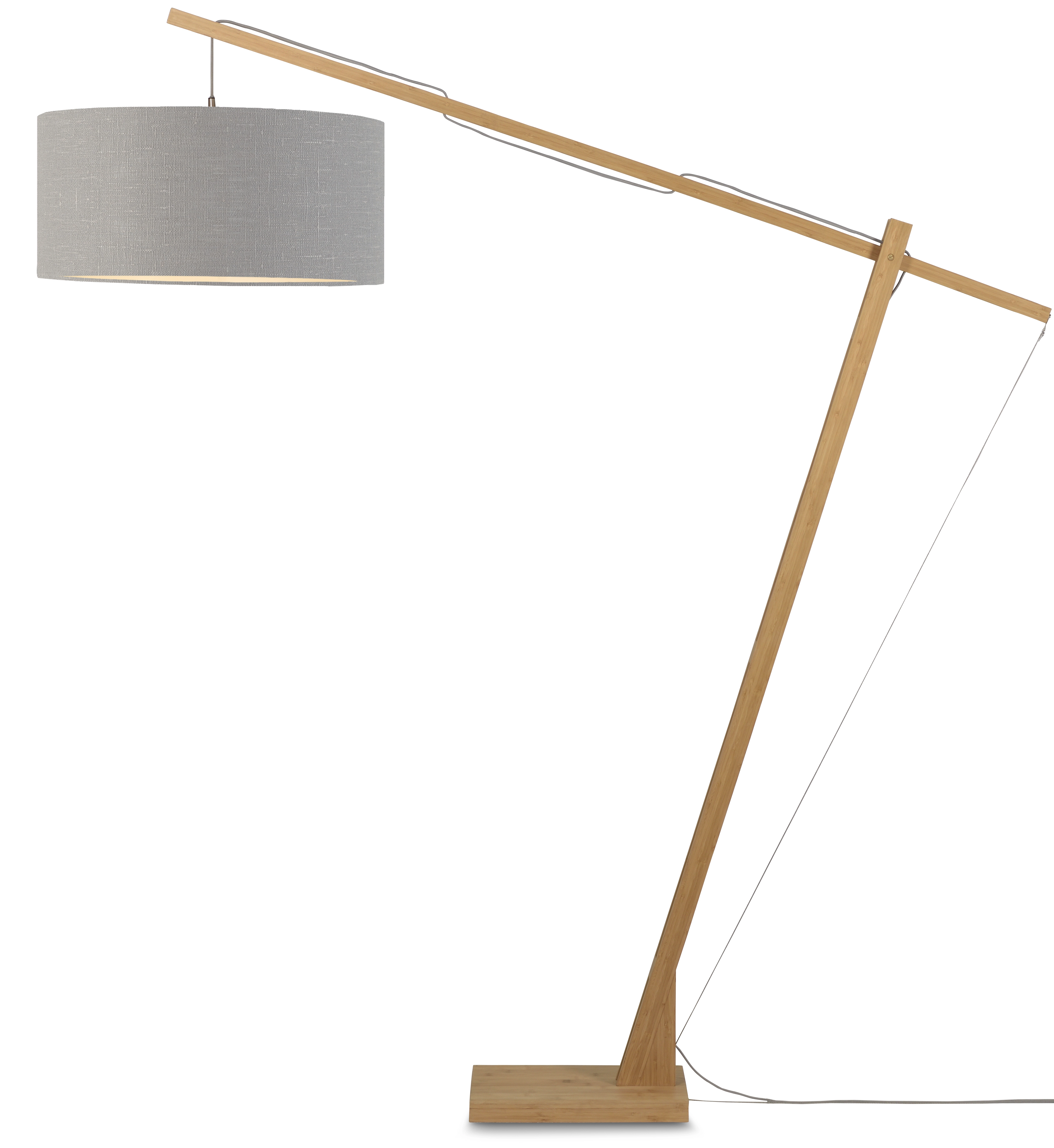 Een Vloerlamp Montblanc bamboe h.207 kap 60x30cm eco linnen lichtgrijs koop je bij Meubels and More