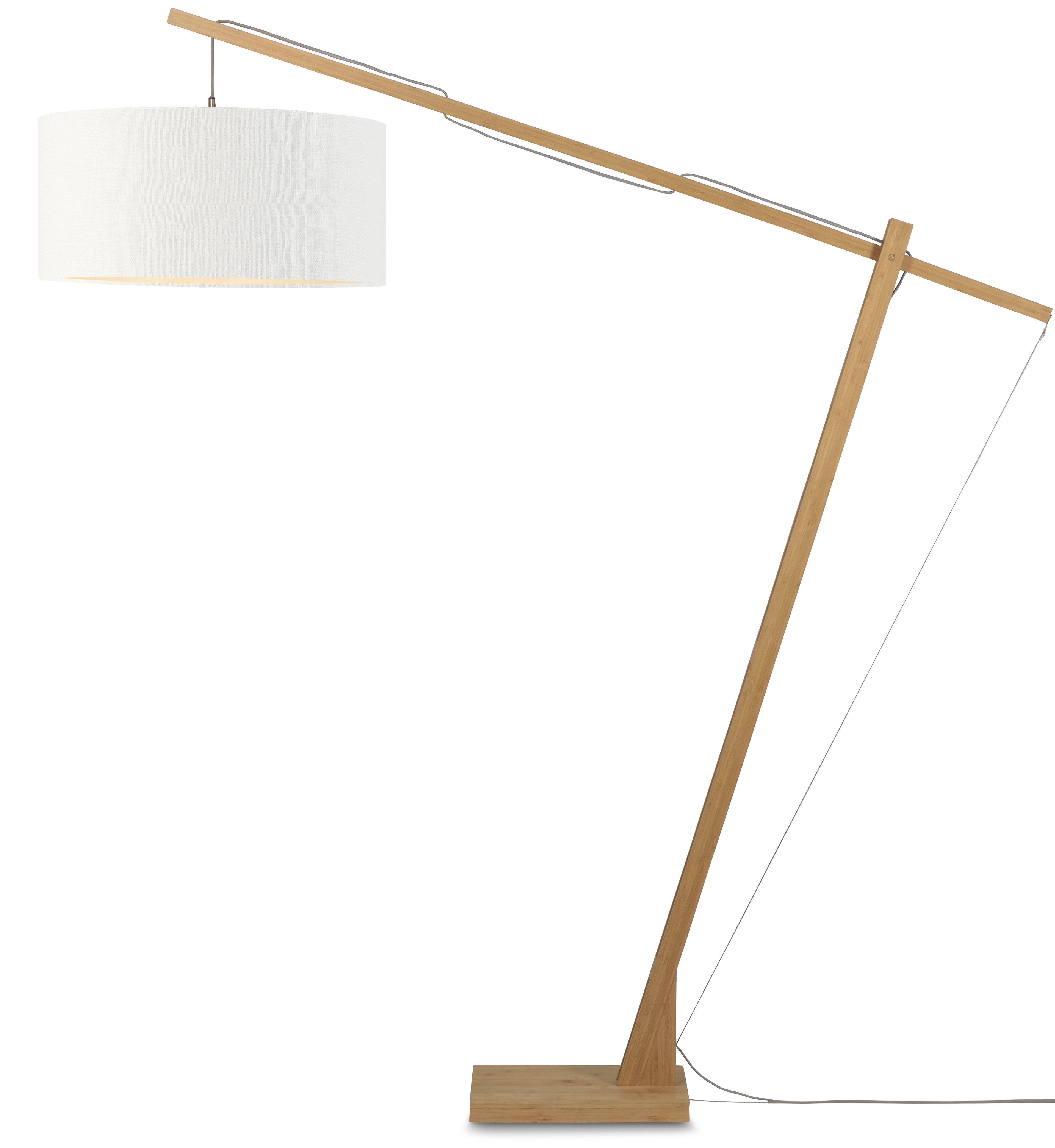 Een Vloerlamp Montblanc bamboe h.207 kap 60x30cm eco linnen wit koop je bij Meubels and More