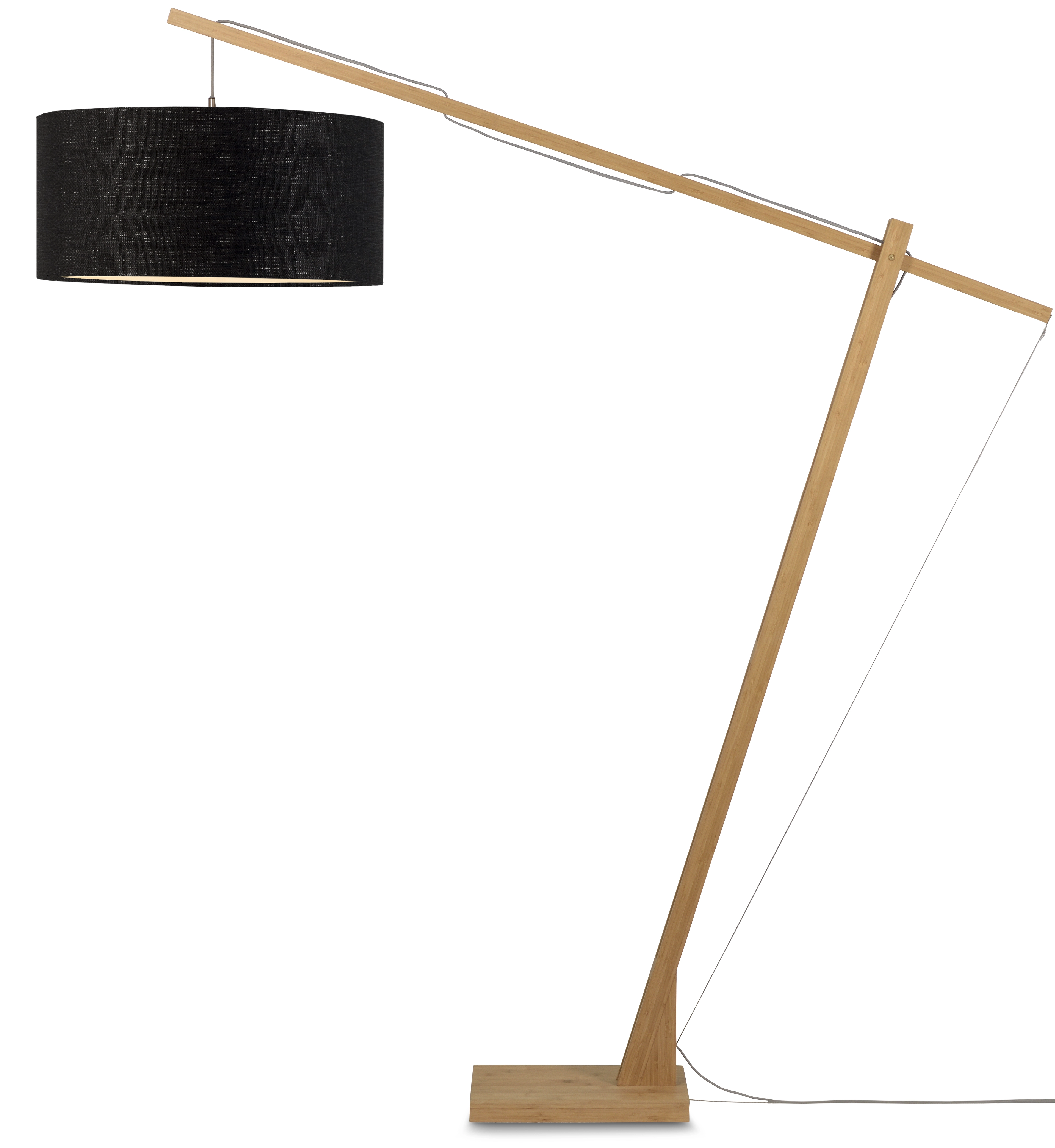 Een Vloerlamp Montblanc bamboe h.207 kap 60x30cm eco linnen zwart koop je bij Meubels and More