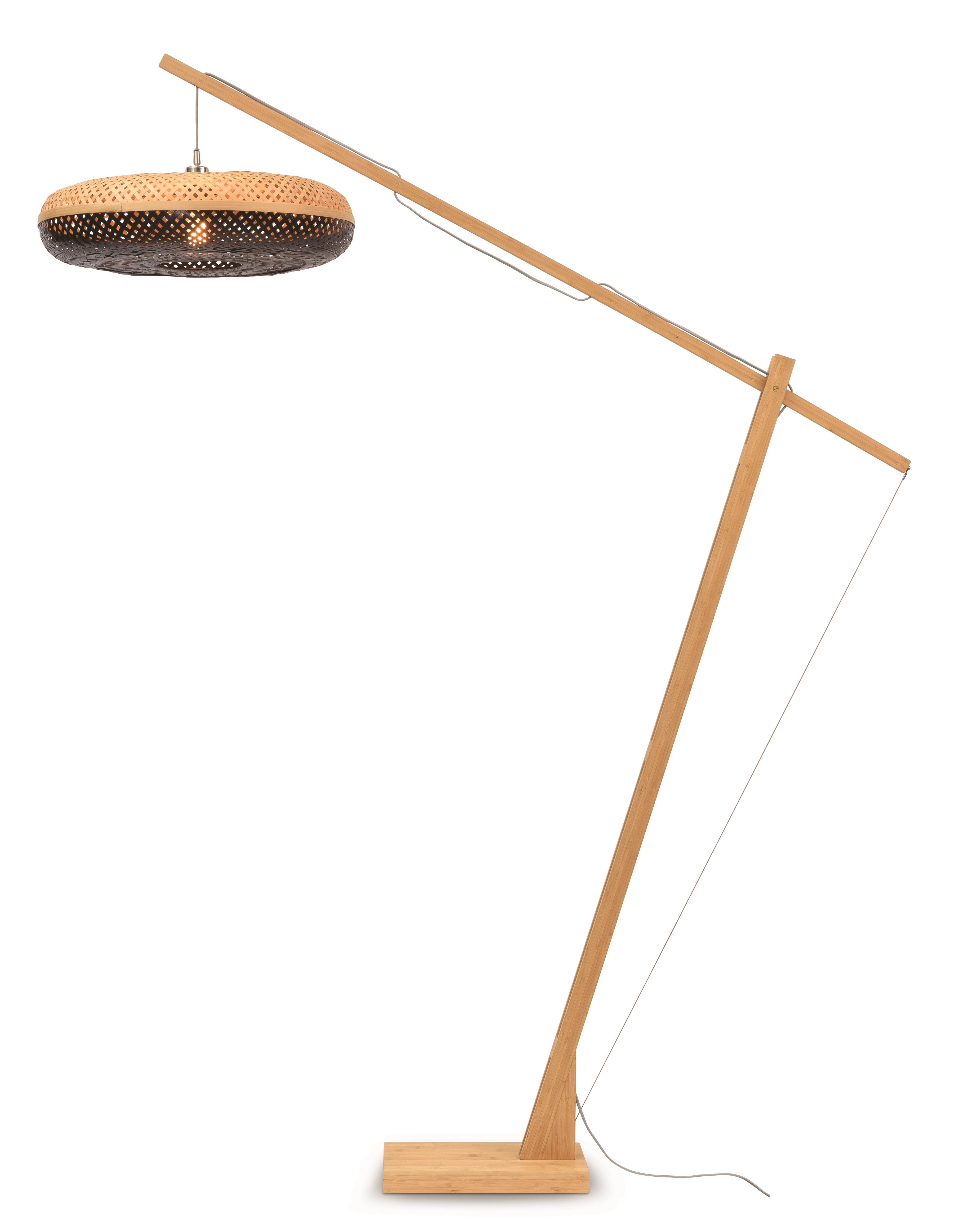 Een Vloerlamp Palawan bamboe h.207cm kap 60x15cm nat zw. koop je bij Meubels and More