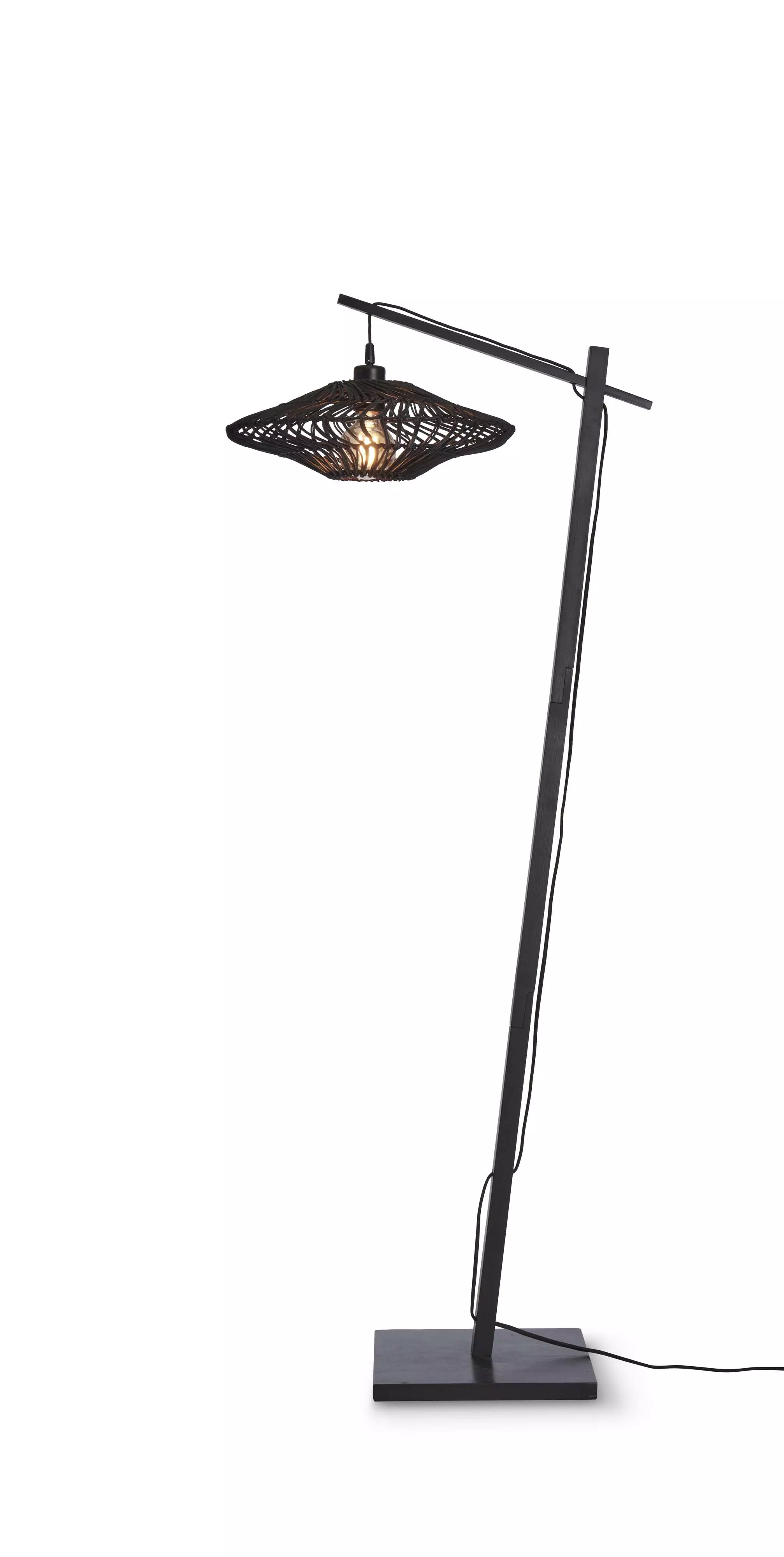 Een Vloerlamp Zanzibar S bamboe zw.150cm kap dia.40xh.12cm zw. koop je bij Meubels and More