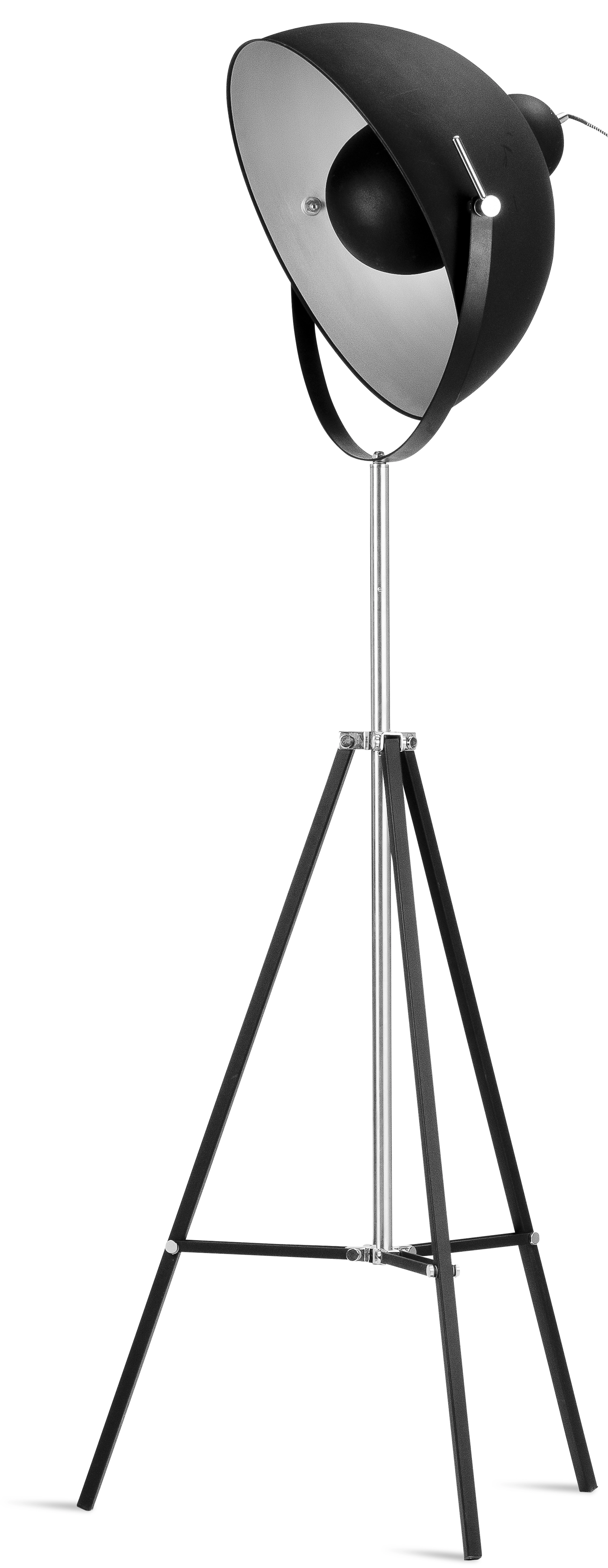 Een Vloerlamp ijzer 3-poot Hollywood h.183cm kap dia.53xh.27cm zwart koop je bij Meubels and More