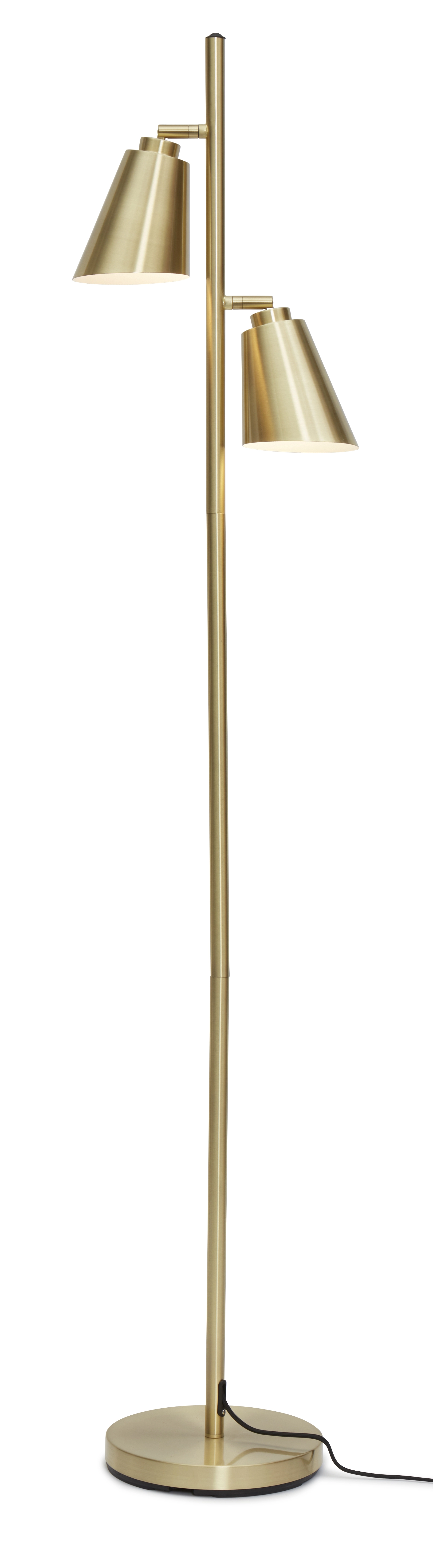 Een Vloerlamp ijzer Bremen 2-kap h.162x45cm kap 18x15cm goud koop je bij Meubels and More