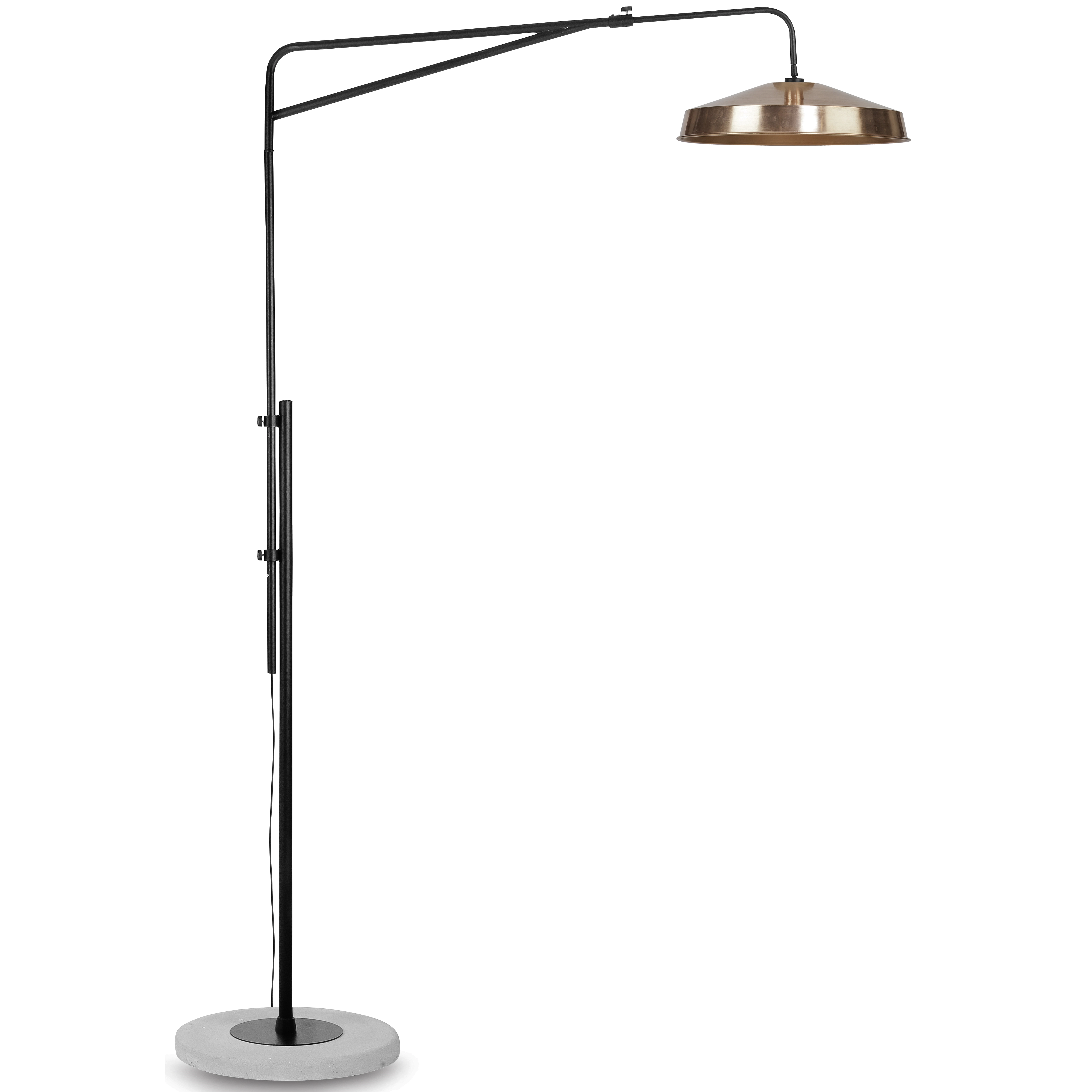 Een Vloerlamp ijzer cement Brighton mat zwart kap ijzer dia.51xh.14cm koperkl. koop je bij Meubels and More