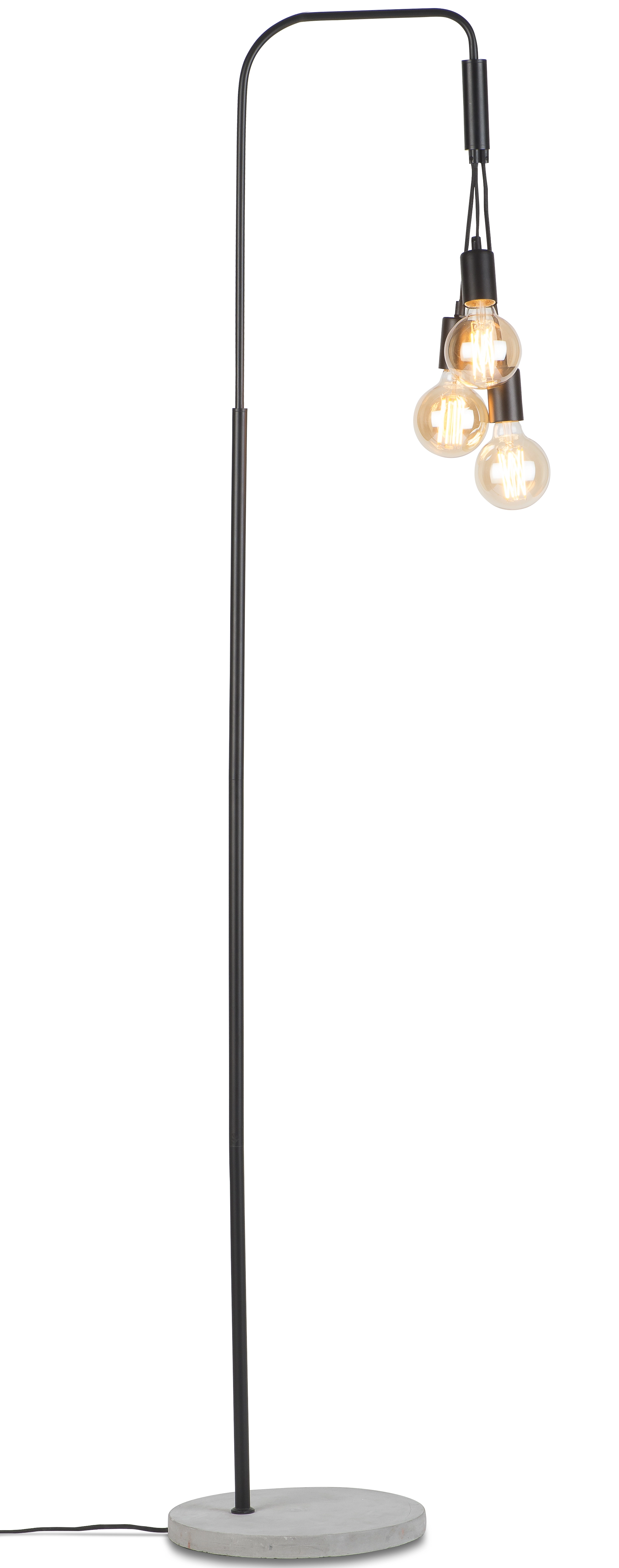 Een Vloerlamp ijzer cement Oslo h.190xb.48cm voor 3 lampen zwart koop je bij Meubels and More