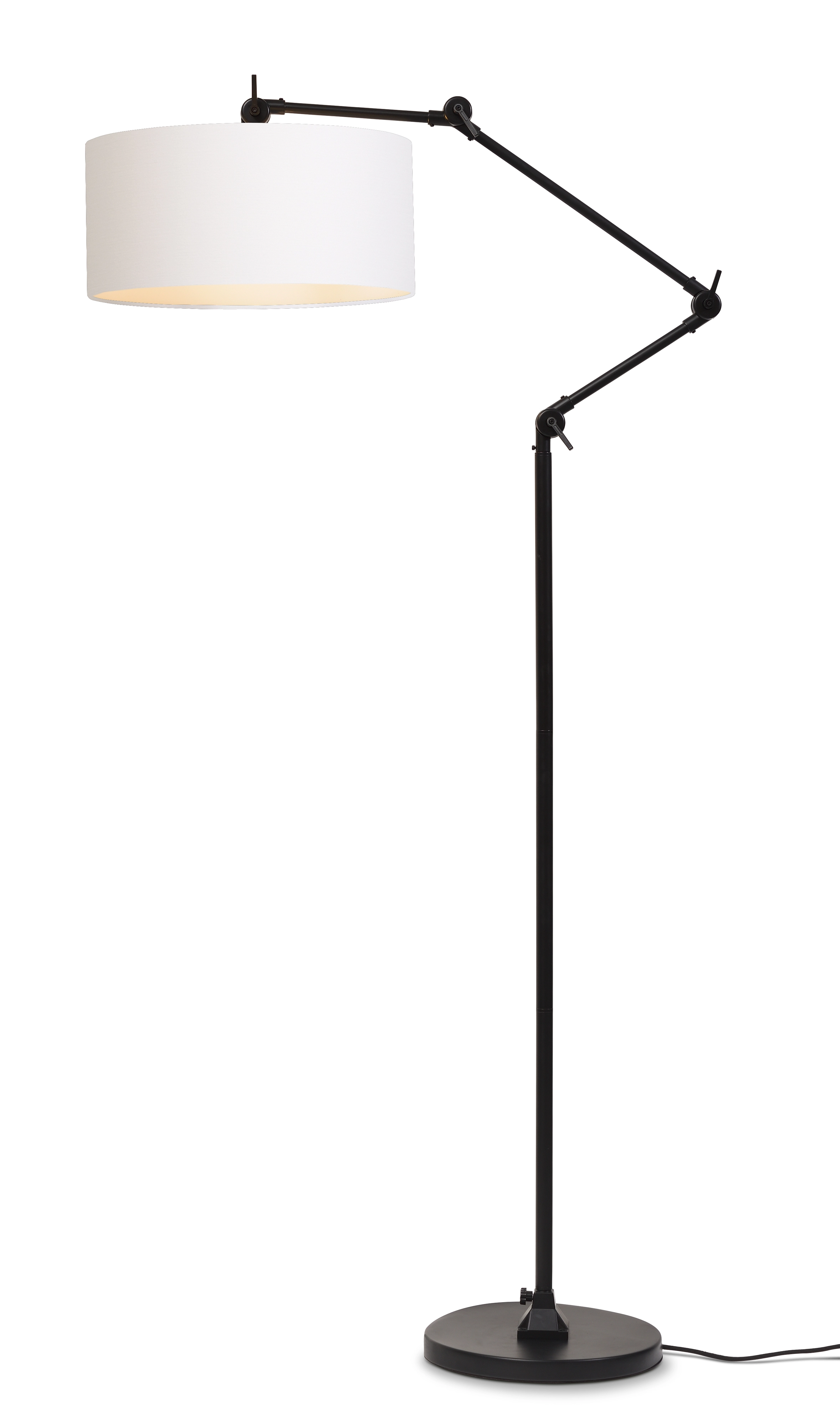 Een Vloerlamp ijzer stof Amsterdam h.190cm kap 47x23cm wit koop je bij Meubels and More