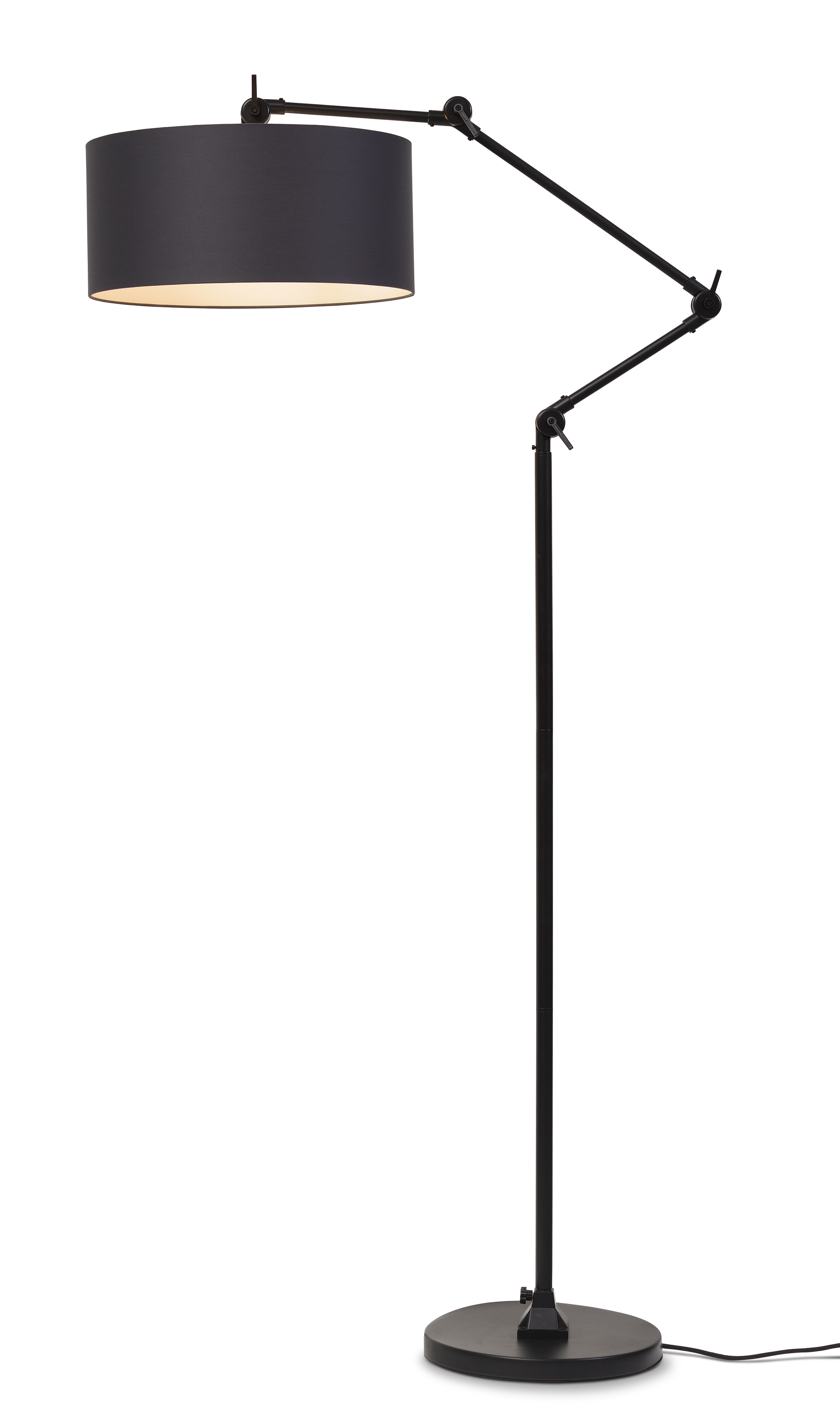 Een Vloerlamp ijzer stof Amsterdam h.190cm kap 47x23cm zwart koop je bij Meubels and More