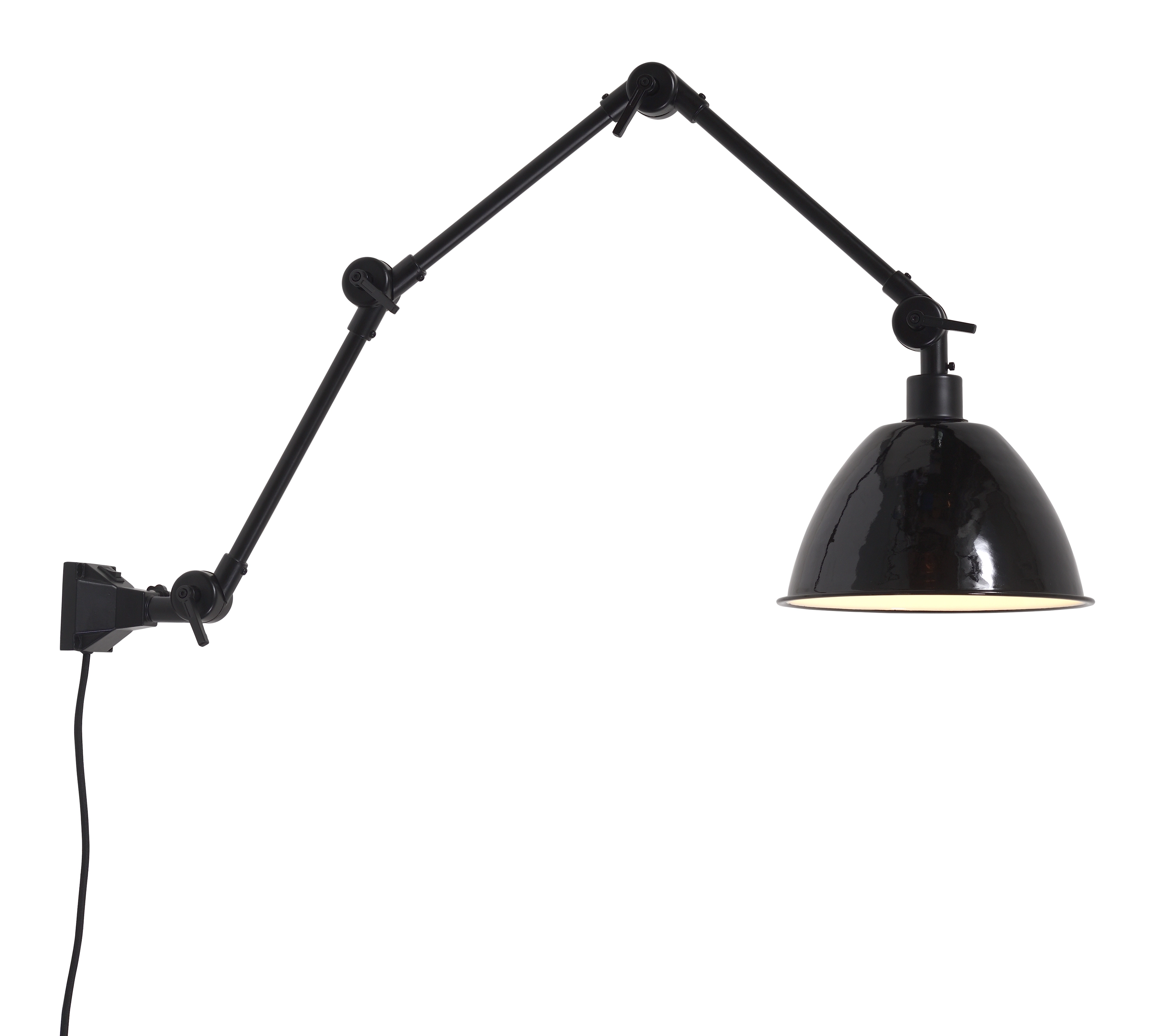 Een Wand- hanglamp ijzer emaille Amsterdam h.85cm kap dia.25xh.15cm zwart L koop je bij Meubels and More