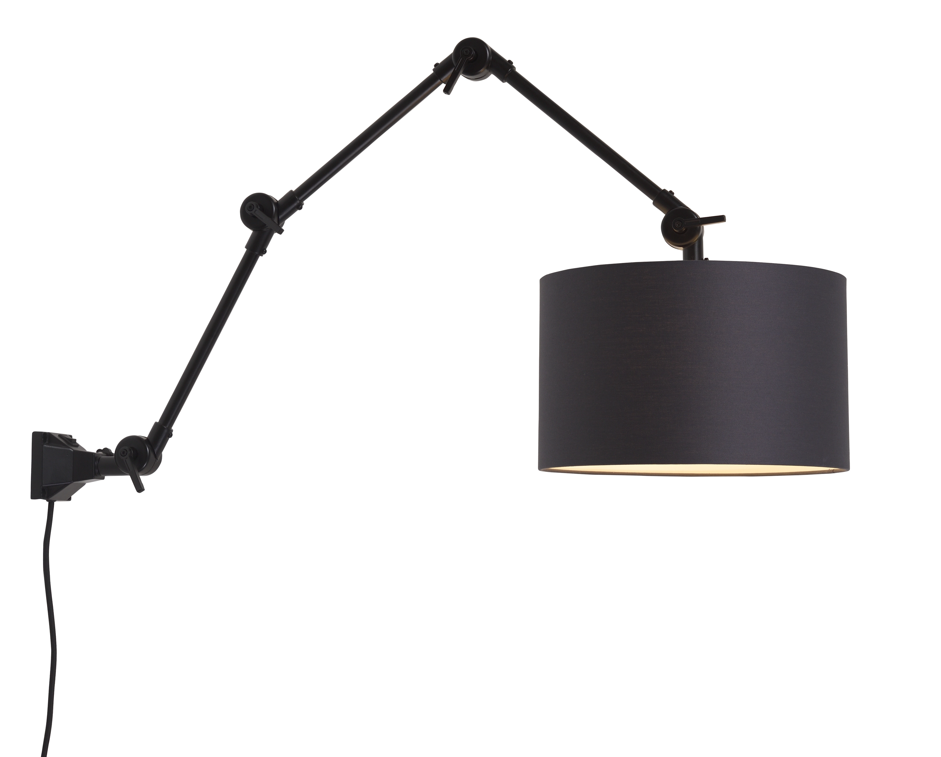 Een Wand- hanglamp ijzer stof Amsterdam h.85cm kap 32x20cm zwart L koop je bij Meubels and More