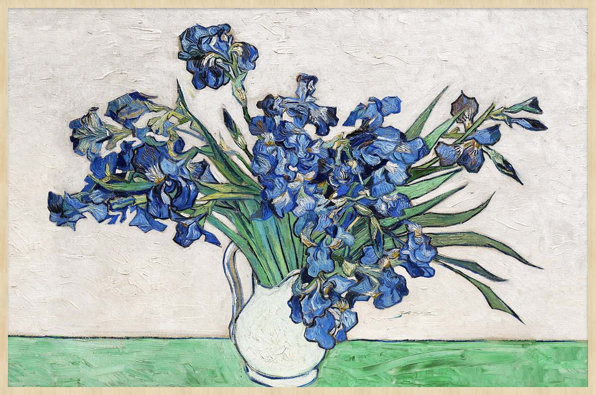 Een Wanddecoratie Irises by Vincent van Gogh 148x98cm Forex met blanke lijst koop je bij Meubels and More