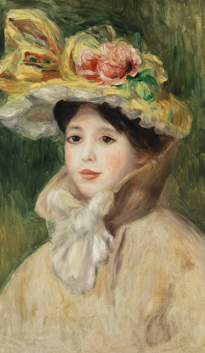 Een Wanddecoratie Lady with Hat by Pierre Auguste Renoir 70x118cm Forex met blanke lijst koop je bij Meubels and More