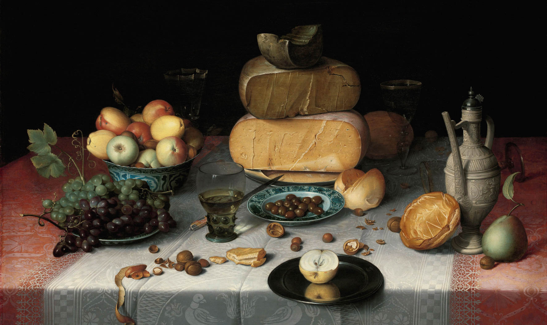 Een Wanddecoratie Still Life with Cheeses by Floris van Dyck 118x70cm Dibond wit koop je bij Meubels and More