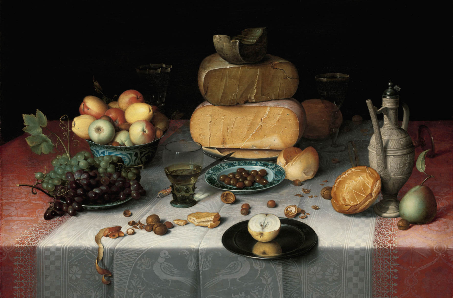 Een Wanddecoratie Still Life with Cheeses by Floris van Dyck 148x98cm Dibond wit koop je bij Meubels and More