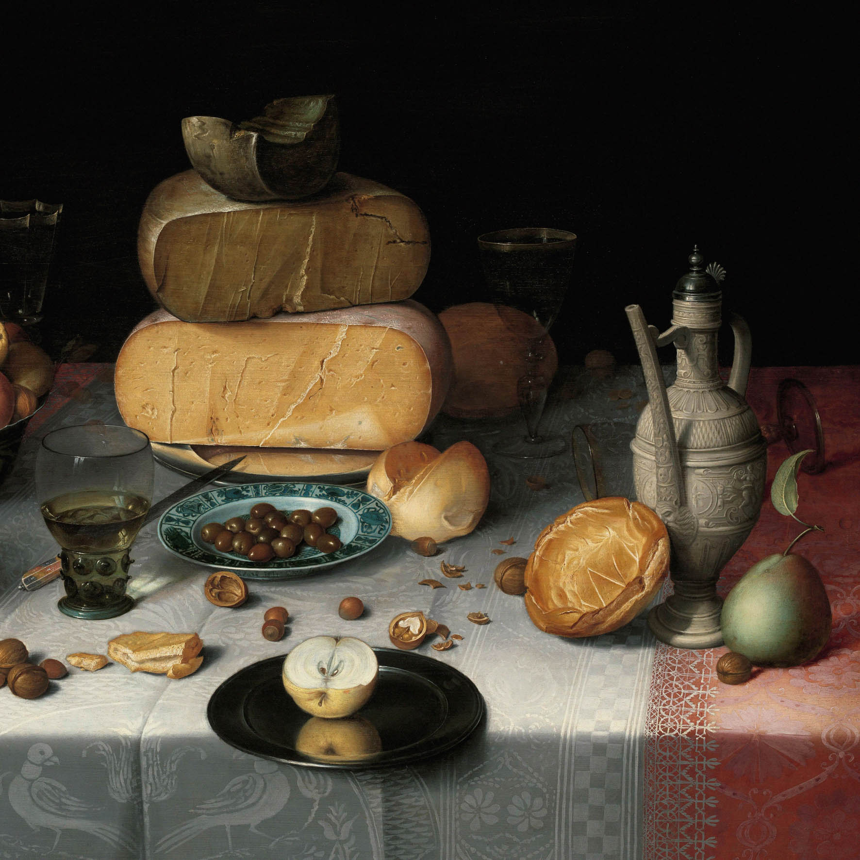 Een Wanddecoratie Still Life with Cheeses by Floris van Dyck 74x74cm Dibond wit koop je bij Meubels and More