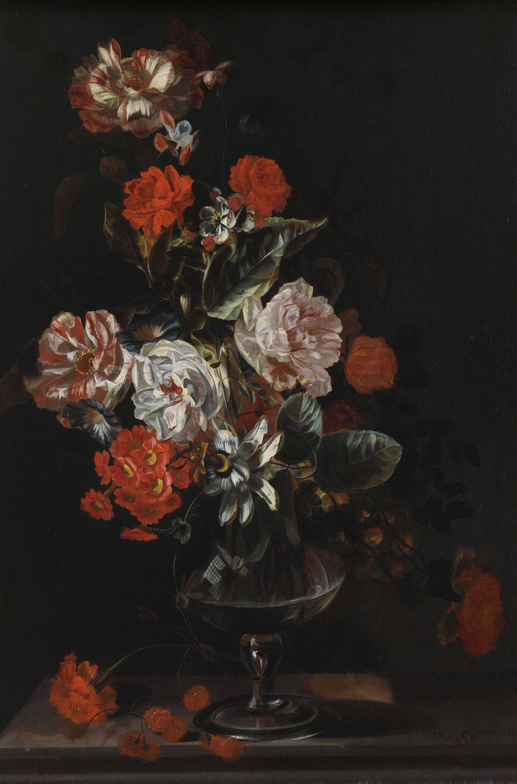 Een Wanddecoratie Still Life with Flowers by Jacob Campo Weyerman 98x148cm Dibond wit koop je bij Meubels and More