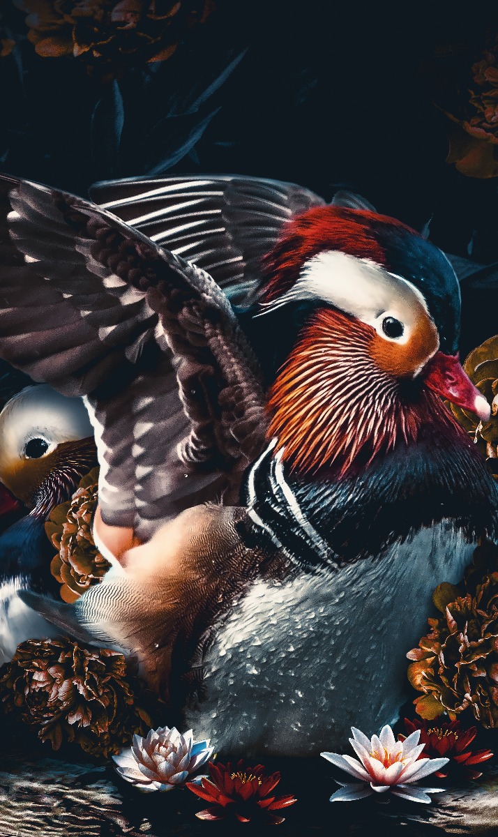 Een Wanddecoratie The Mandarin Ducks 70x118cm Dibond wit koop je bij Meubels and More