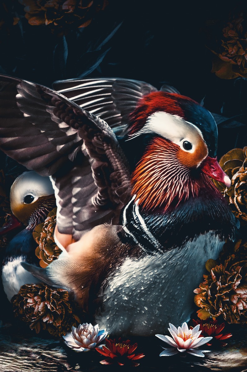 Een Wanddecoratie The Mandarin Ducks 98x148cm Dibond wit koop je bij Meubels and More