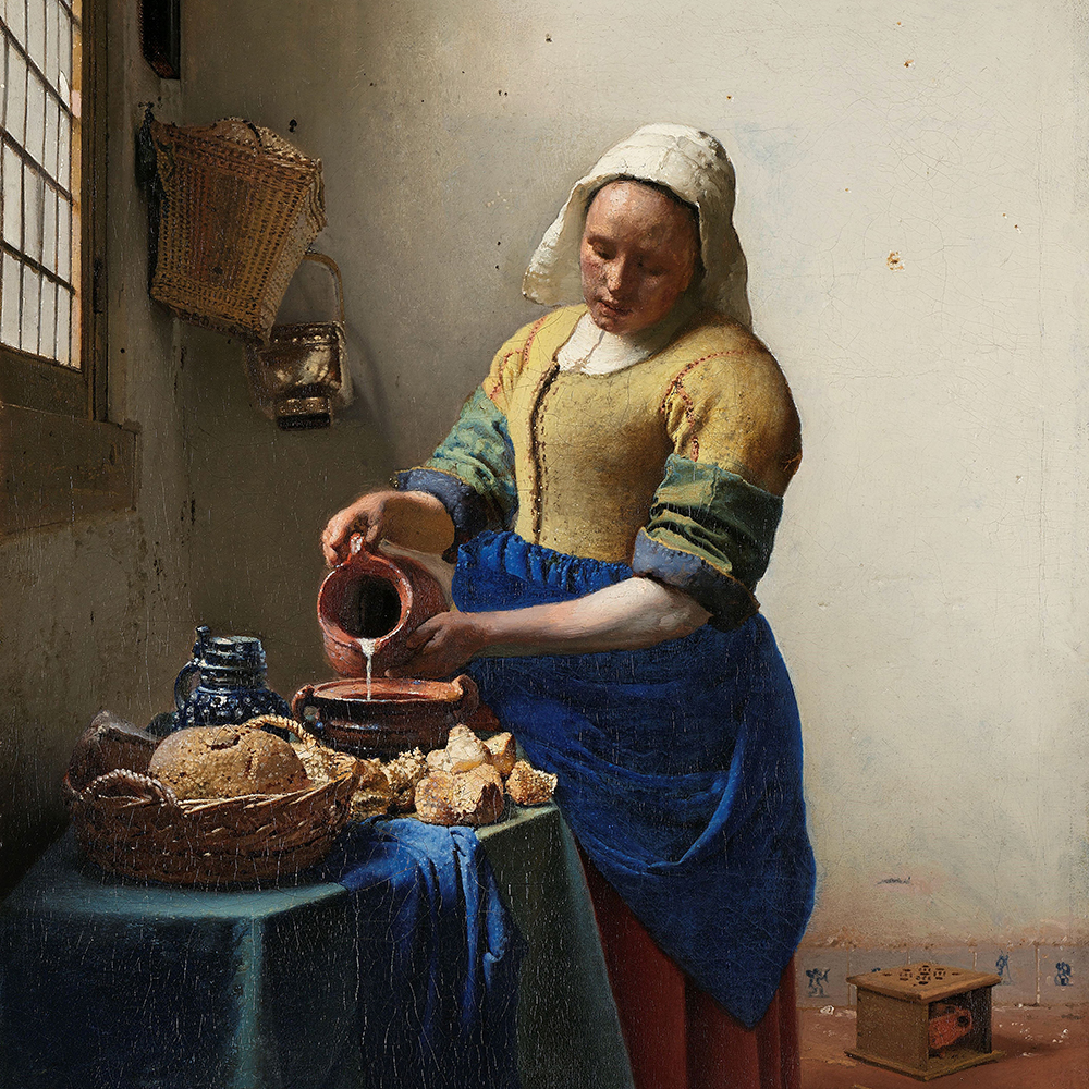 Een Wanddecoratie The Milkmaid by Johannes Vermeer 74x74cm Dibond wit koop je bij Meubels and More