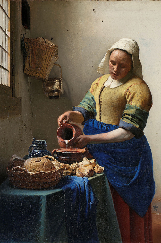 Een Wanddecoratie The Milkmaid by Johannes Vermeer 98x148cm Dibond wit koop je bij Meubels and More